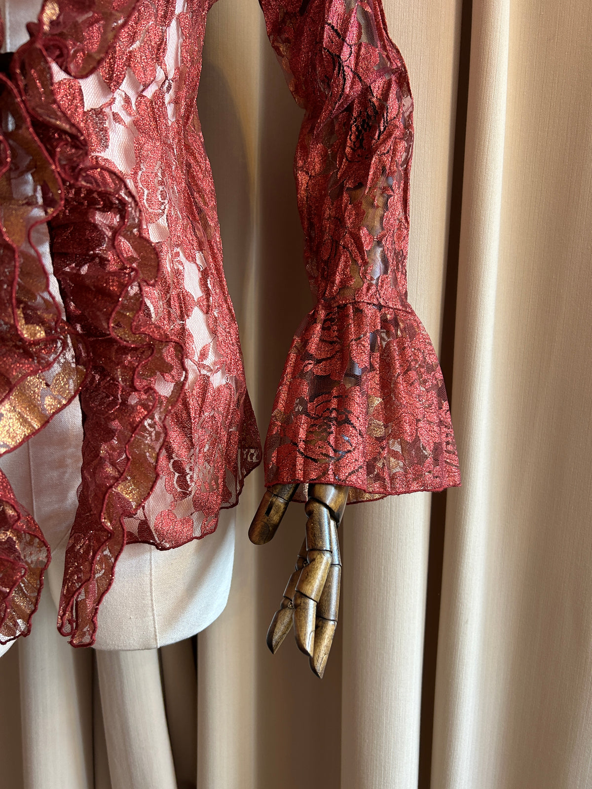 Red and Gold Lace Cardigan