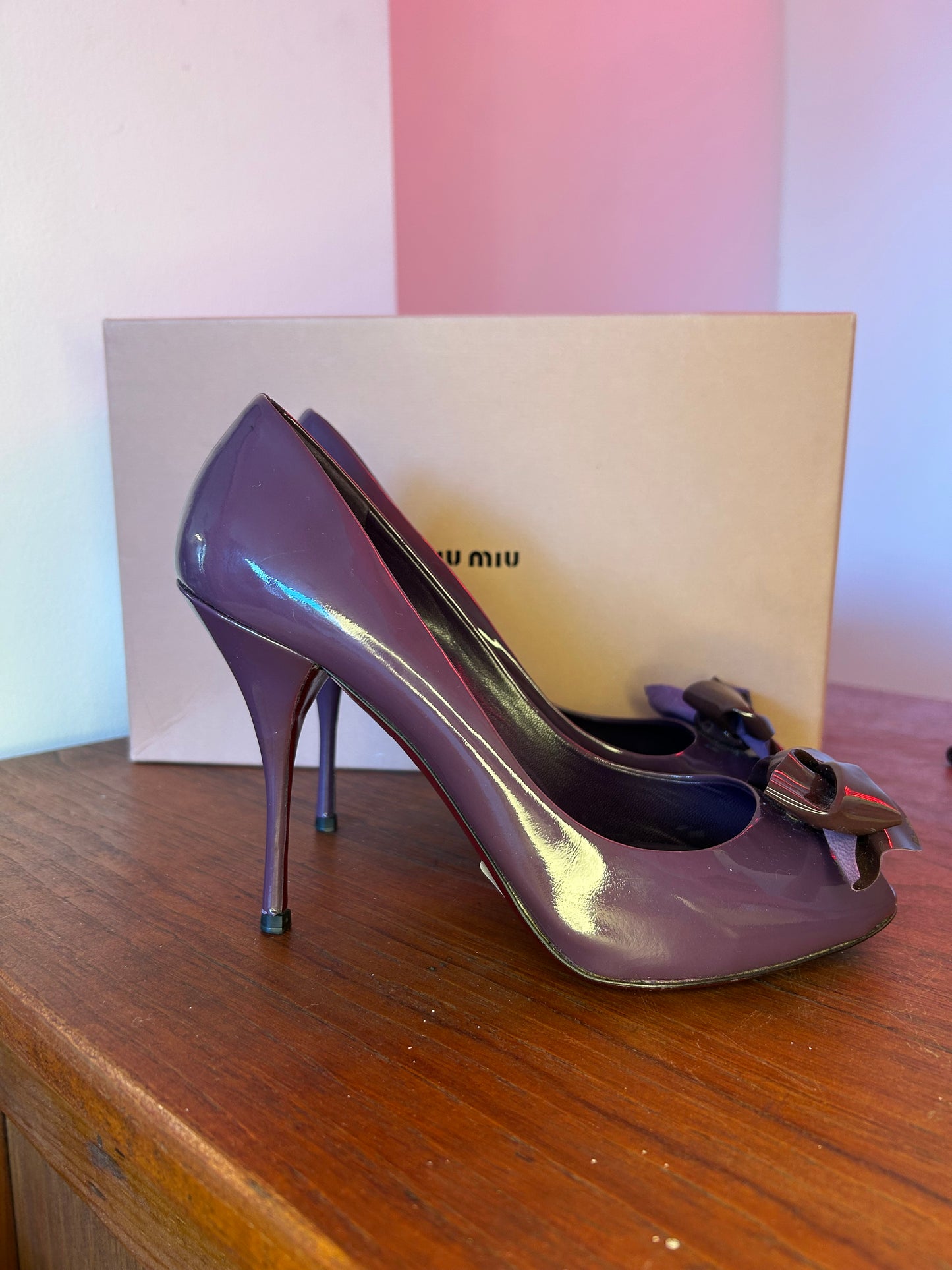 Miumiu Patent Purple Heels