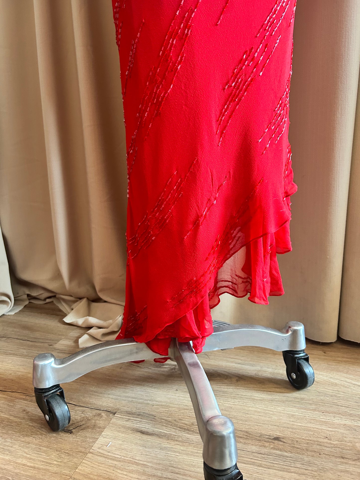 Silk Beaded Bias Gown