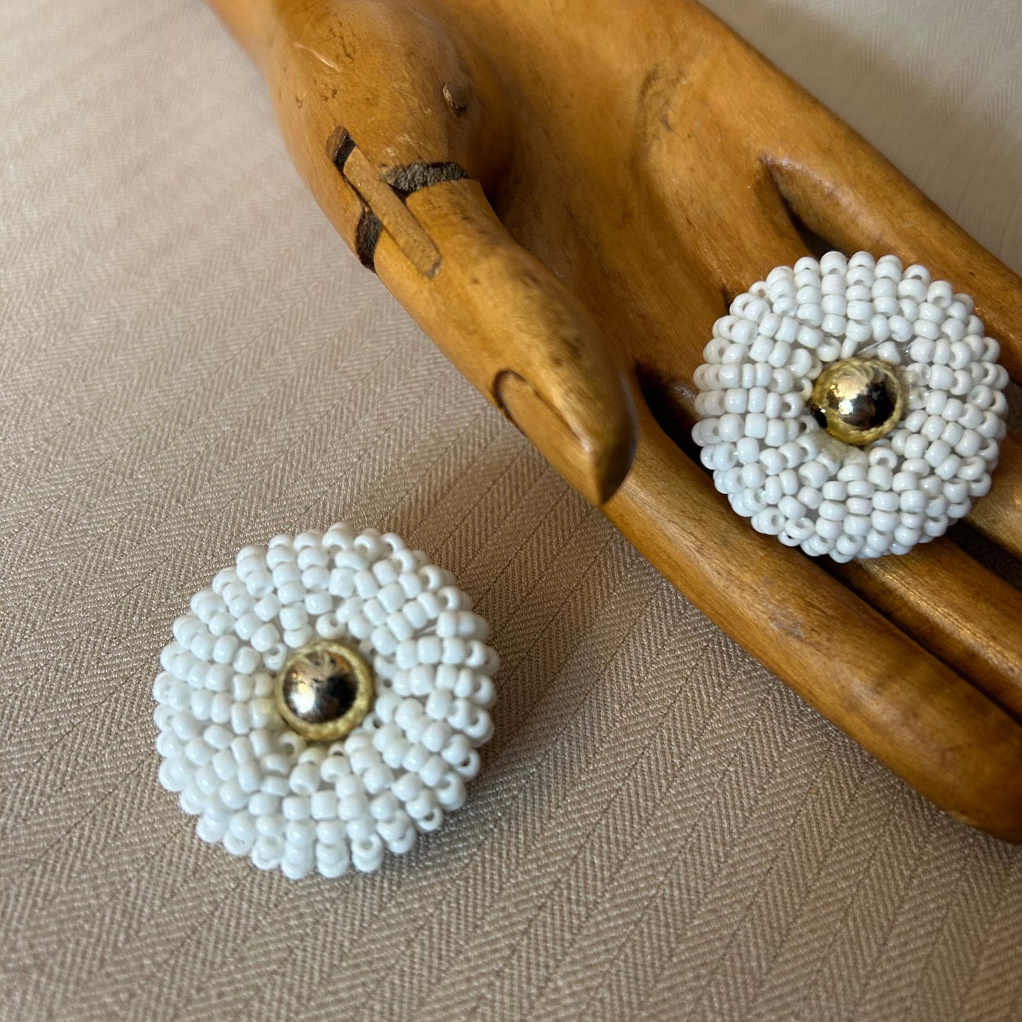 White Beaded Clip On