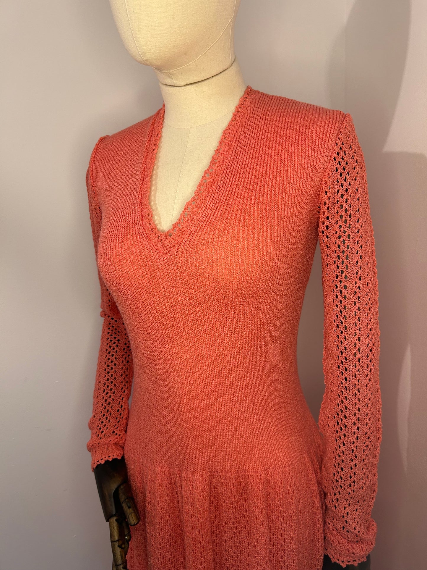 Coral knitted dress