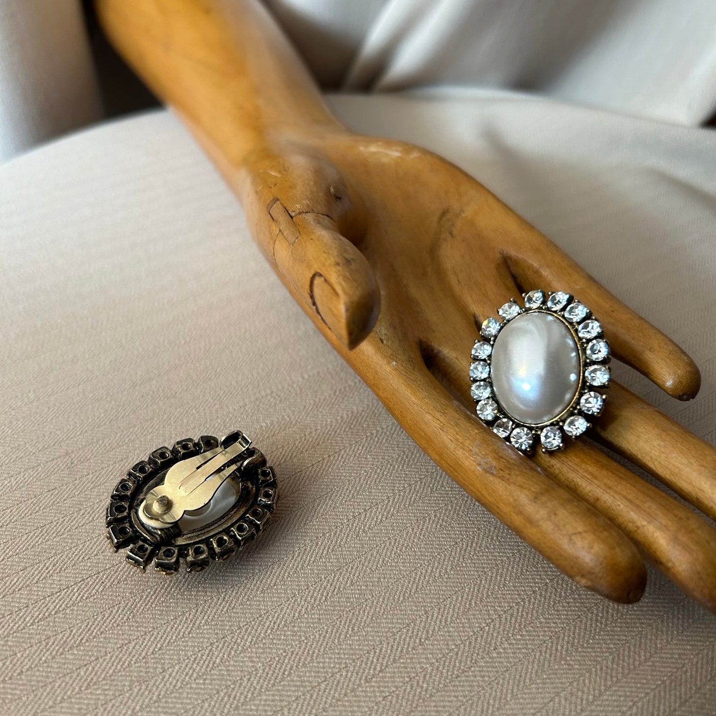 Pearl and Rhinestone Framed Clip Ons
