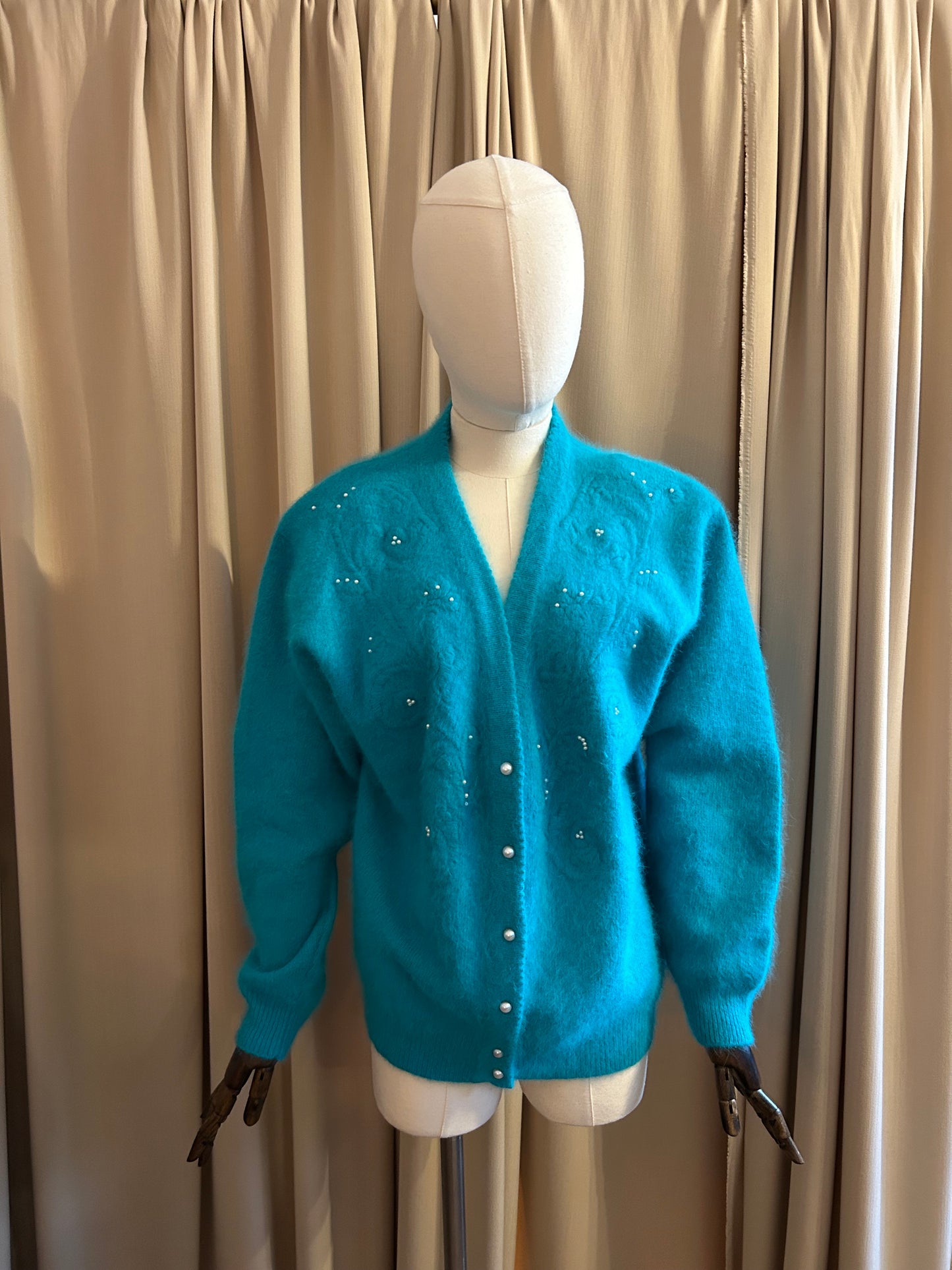 Turquoise Angora Cardigan