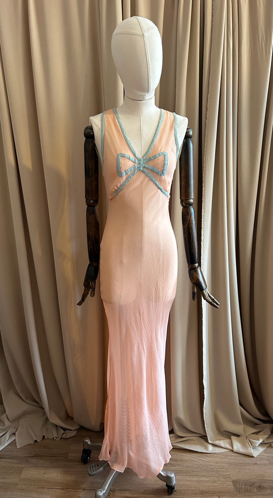 1930s Peach Bias Cut Slip