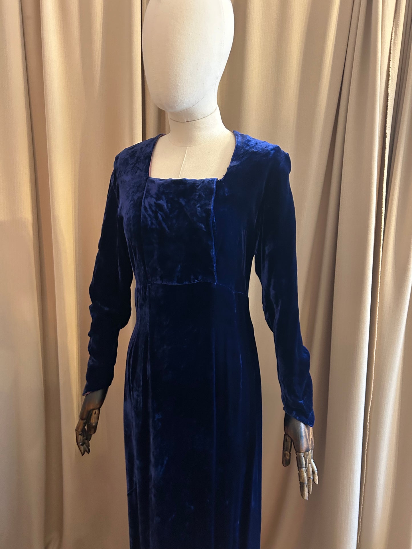 Blue Silk Velvet Gown