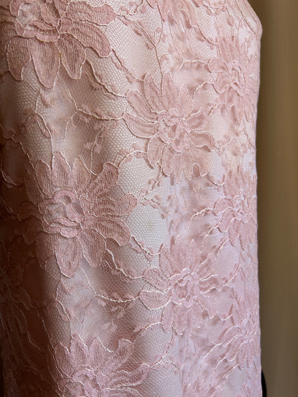 60s Baby Pink Lace Gown