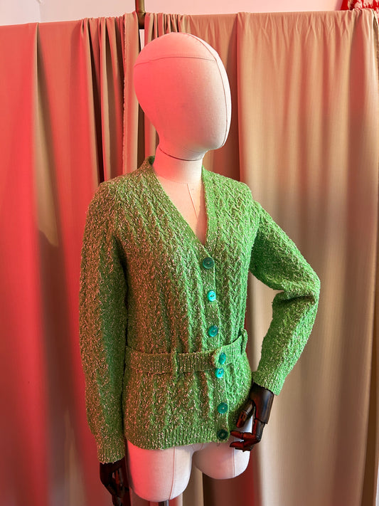 Bright Green Hand Knitted Cardigan