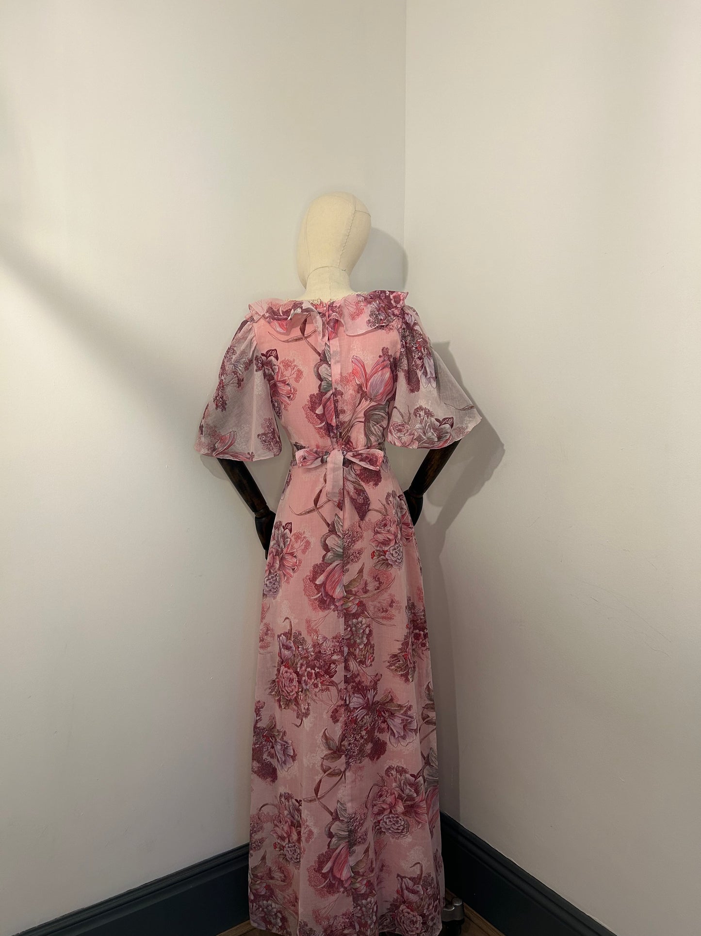 Pink floral angel sleeve dress