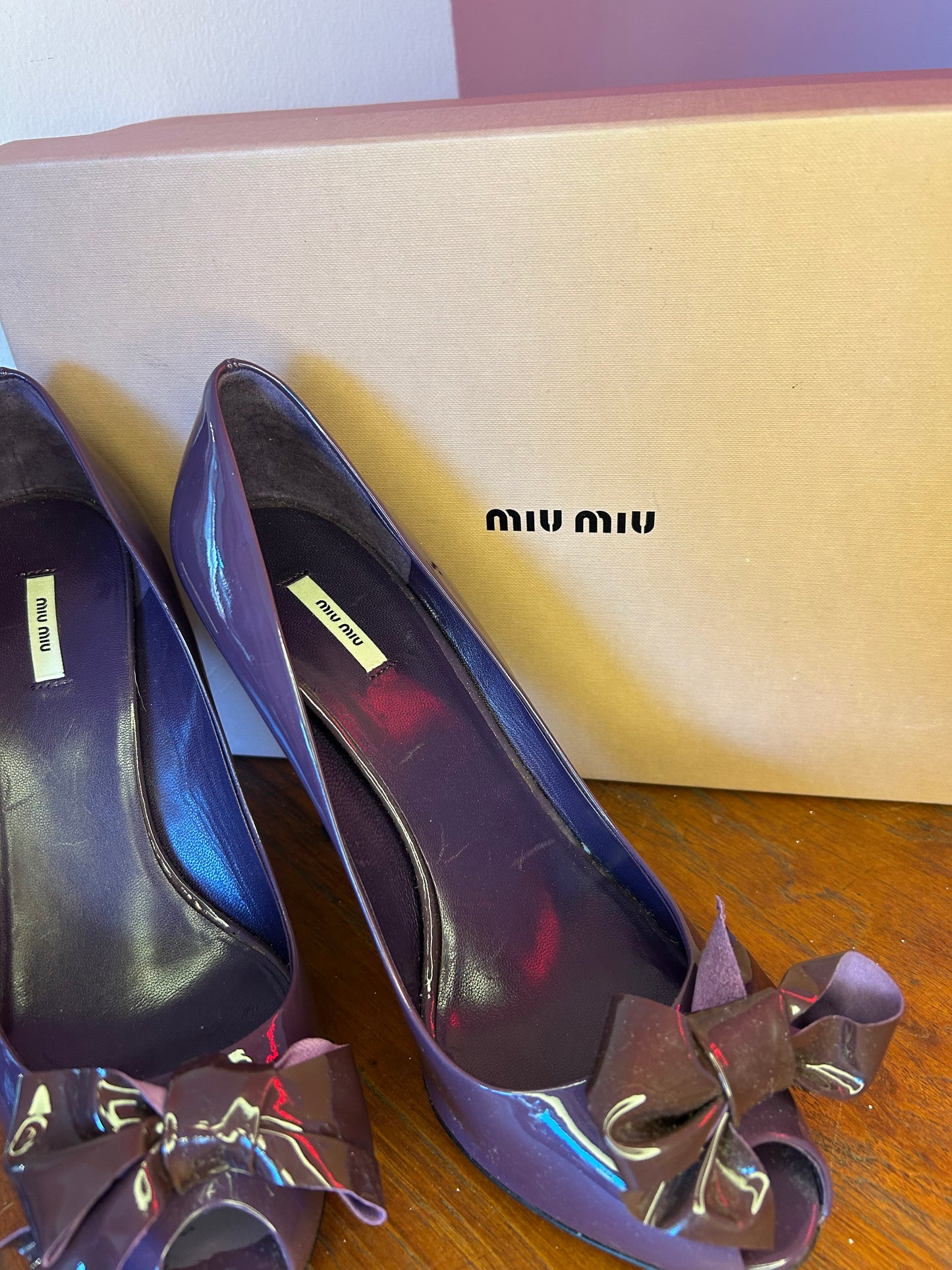 Miumiu Patent Purple Heels