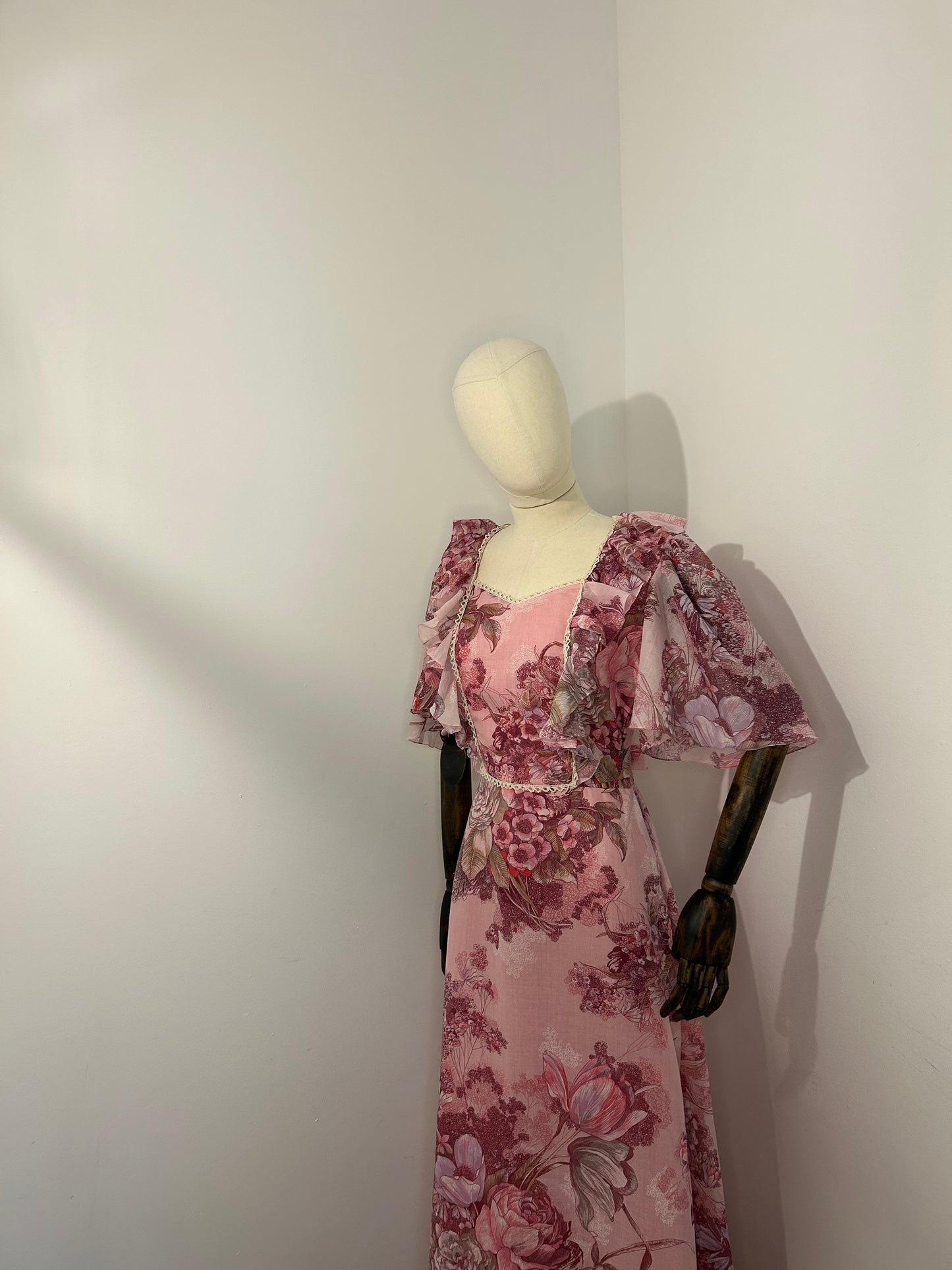 Pink floral angel sleeve dress