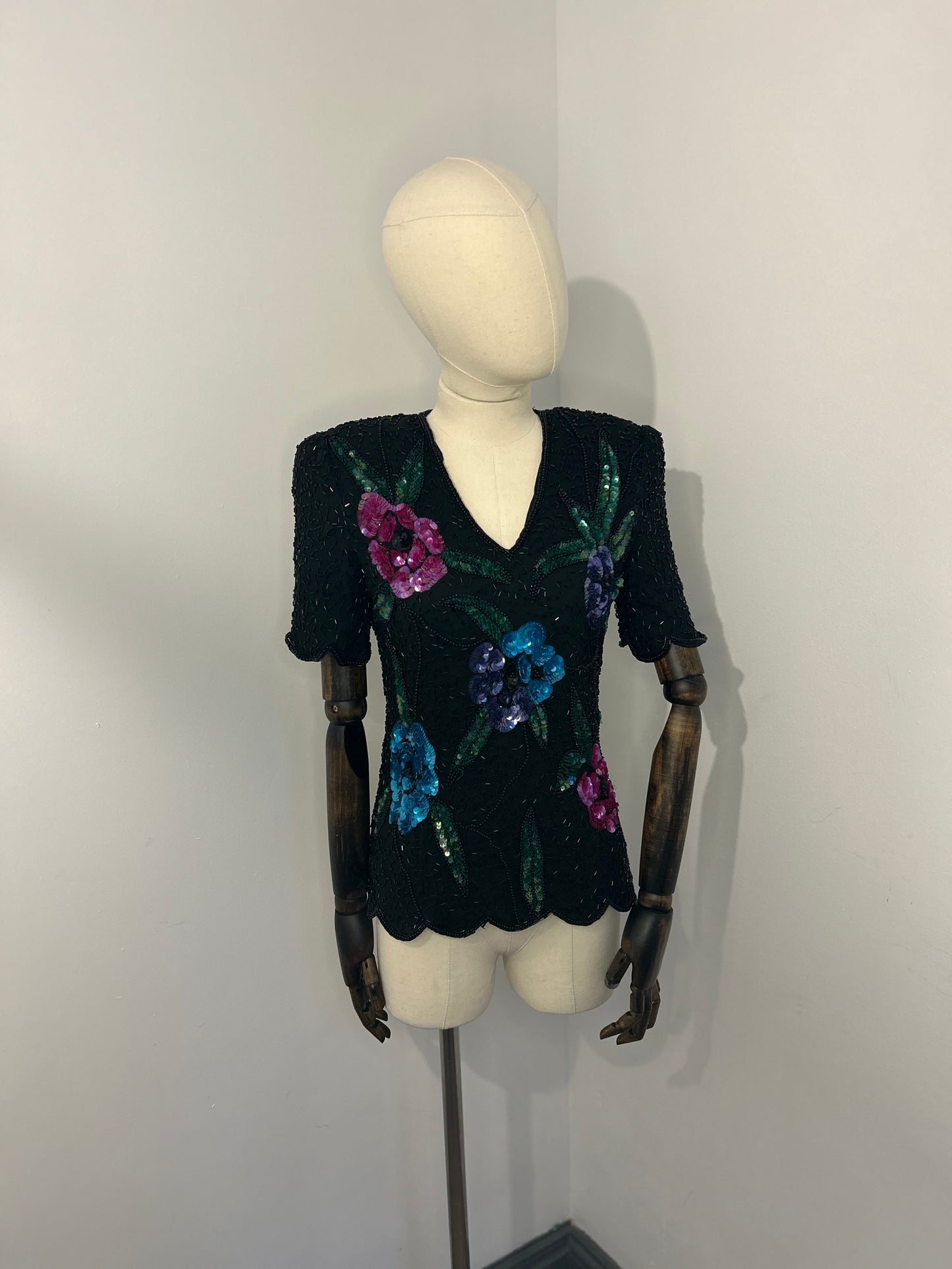 Sequin Floral on Black