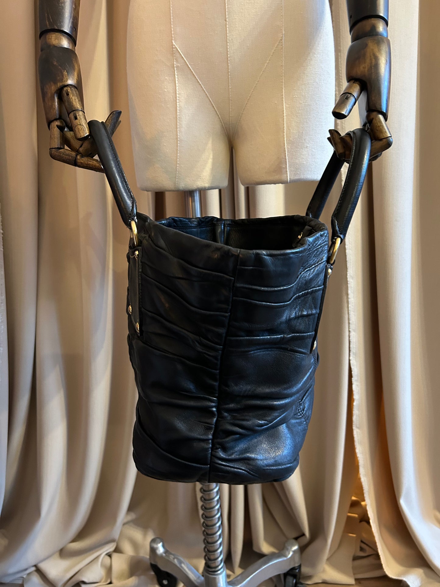 Prada Ruched Leather Tote