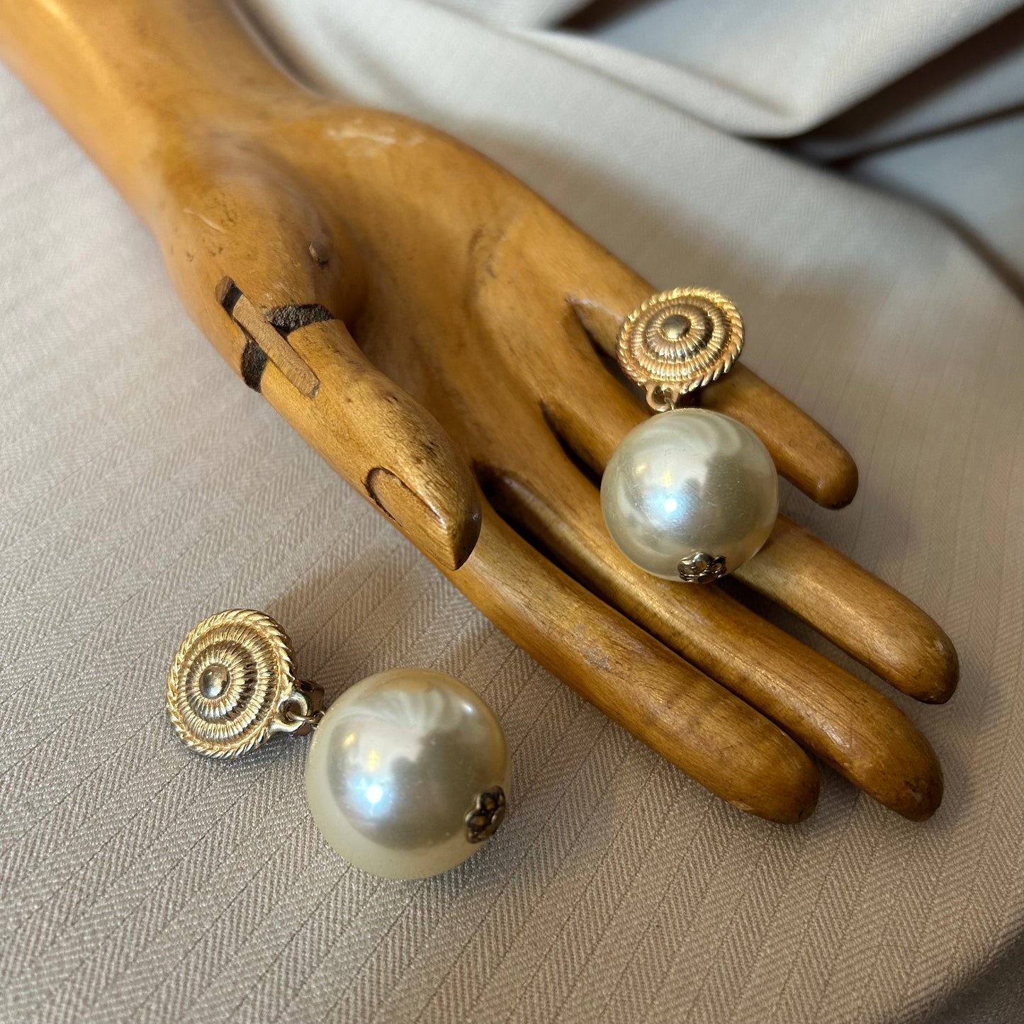 Large Faux Pearl Drop Clip Ons