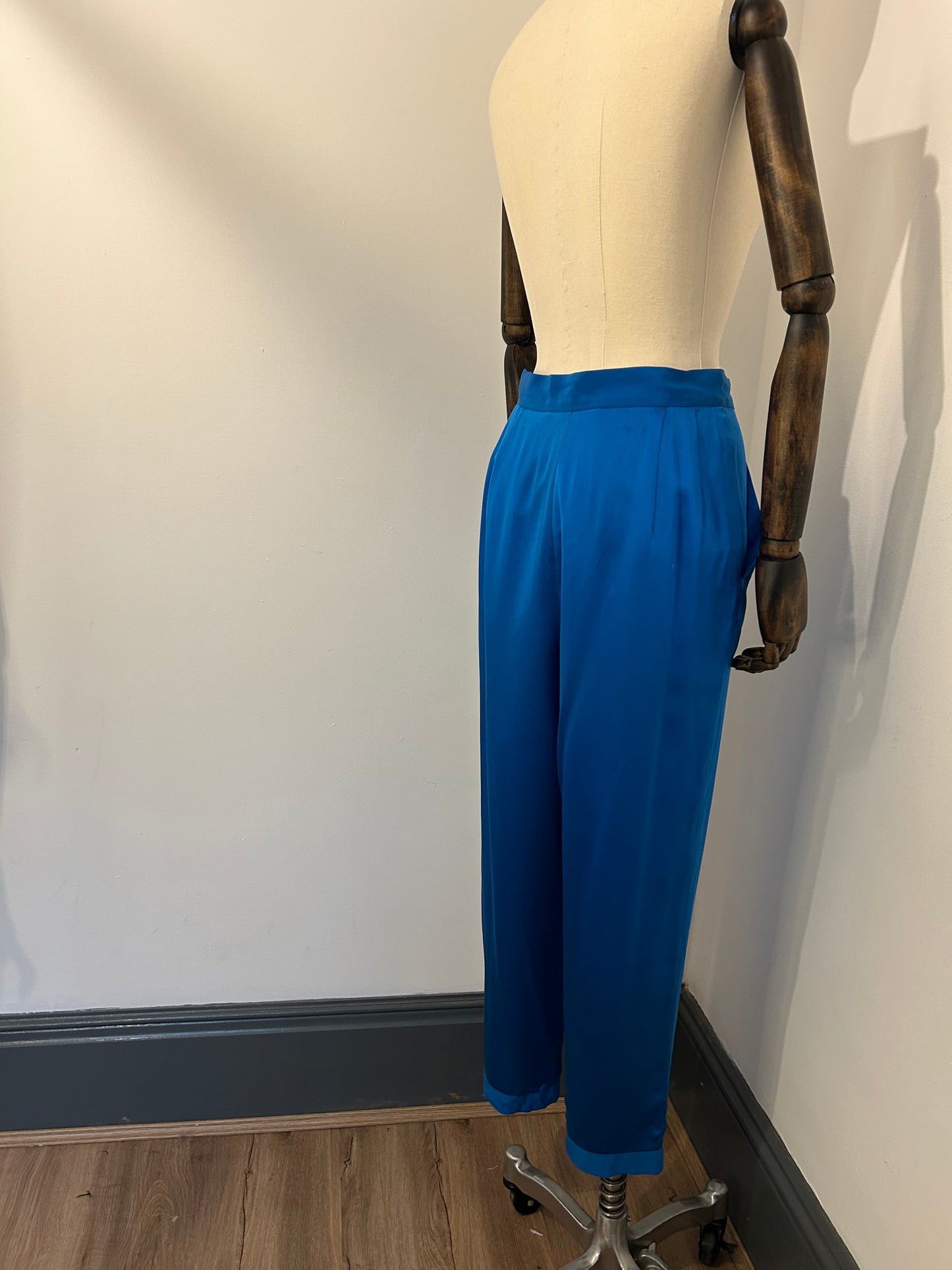 Electric Blue Silk Trousers by Christina Stambolian