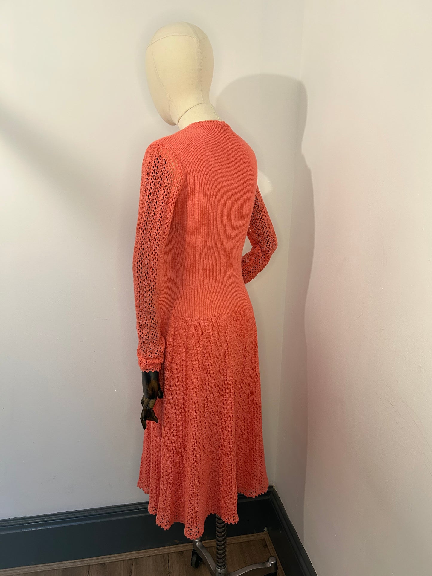 Coral knitted dress