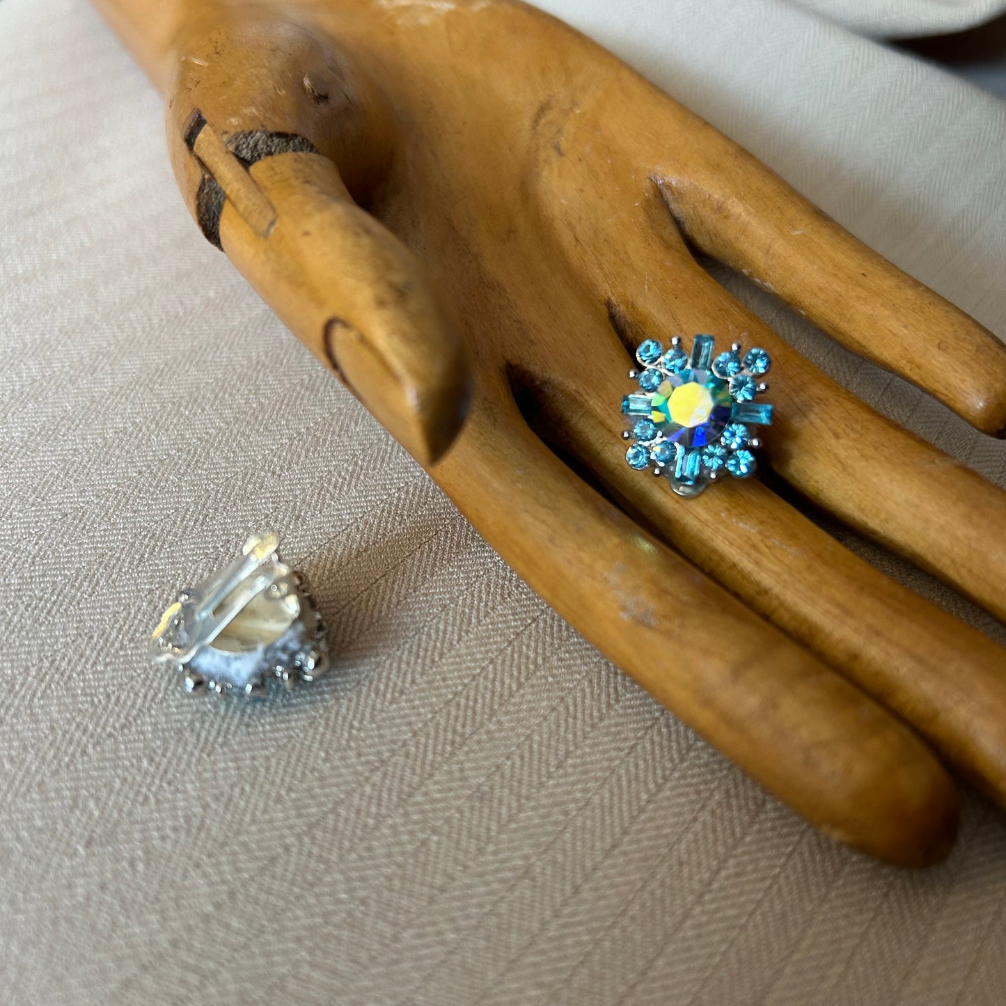Blue Rhinestone Clip Ons