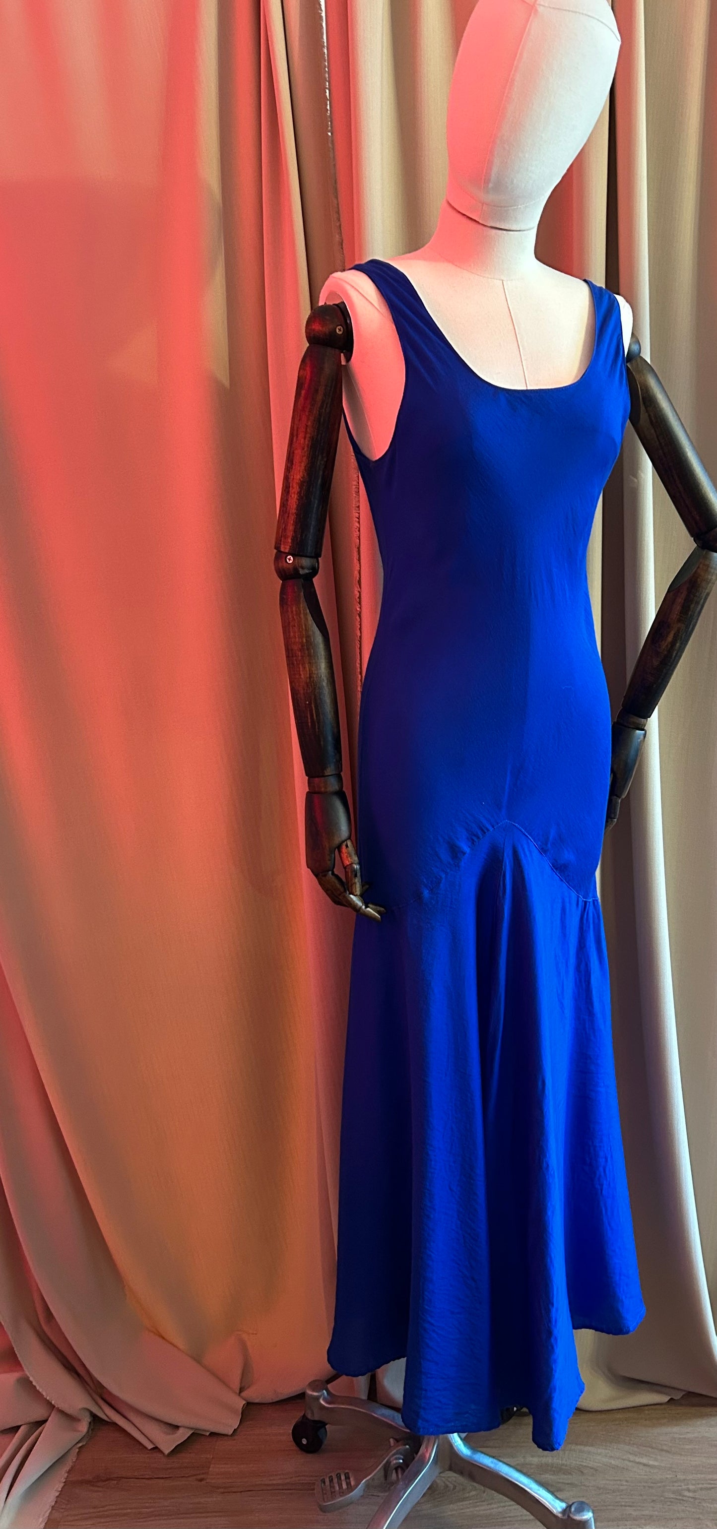 Electric Blue 90s Bias Cut Dress