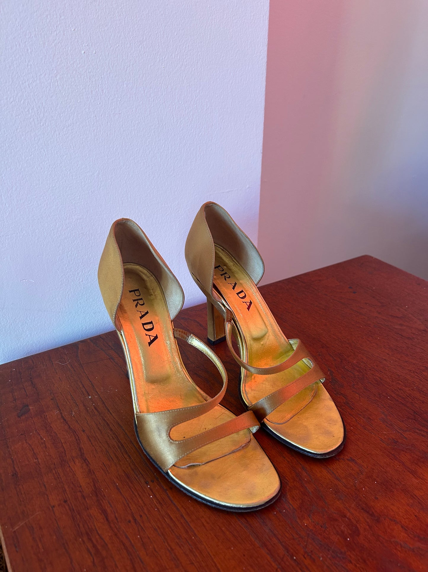 90s Prada Gold Heels