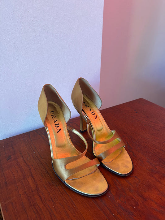 90s Prada Gold Heels