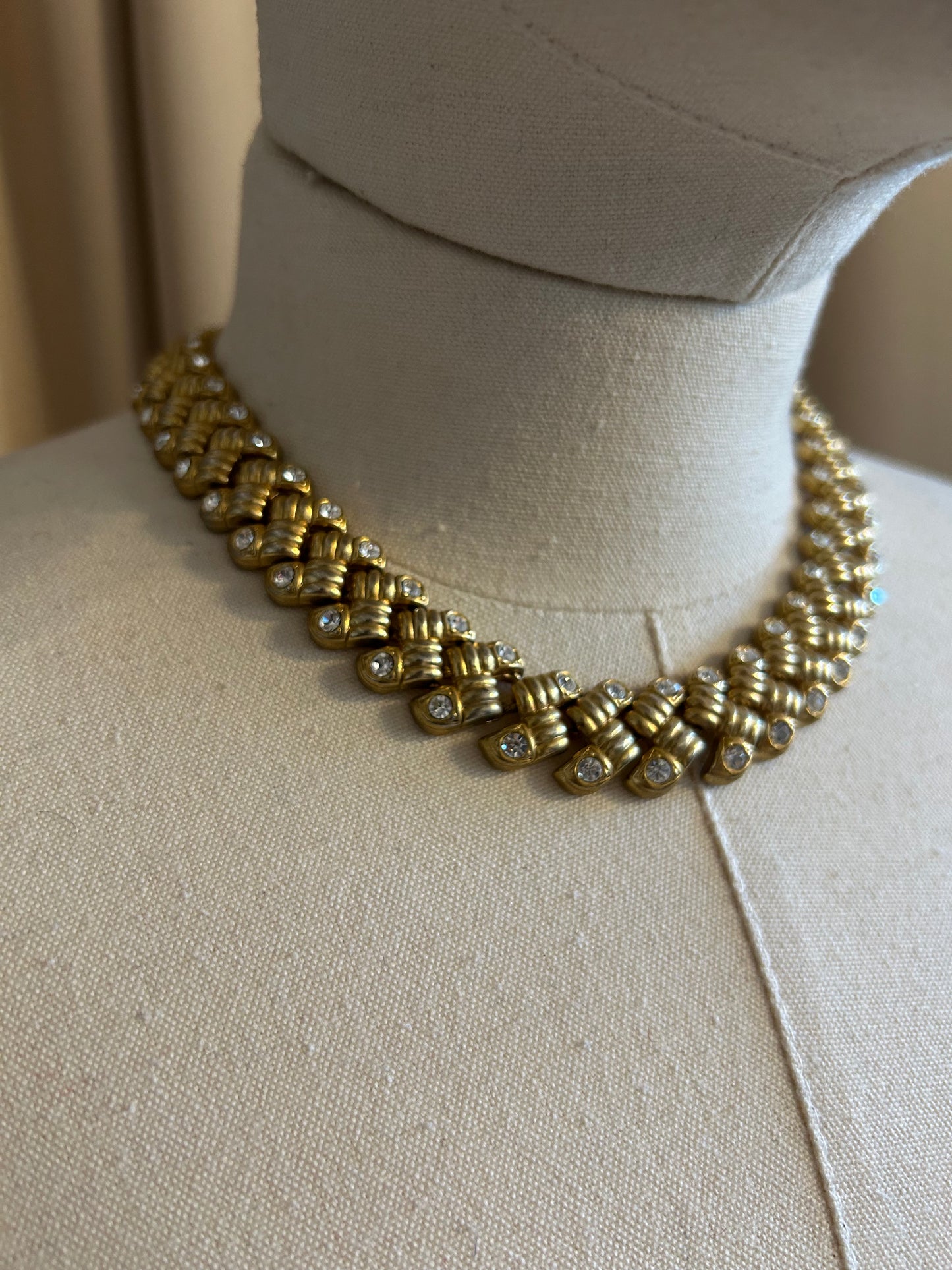 Chunky Gold Tone Diamanté Necklace