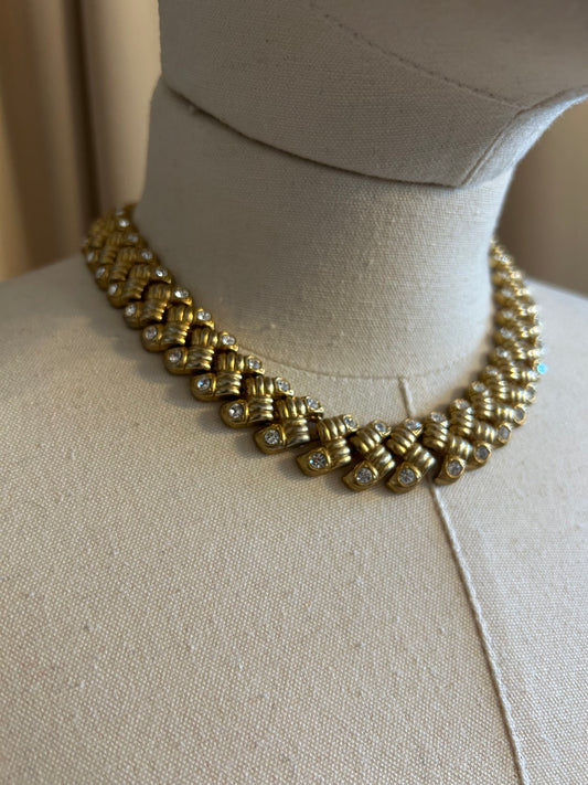 Chunky Gold Tone Diamanté Necklace