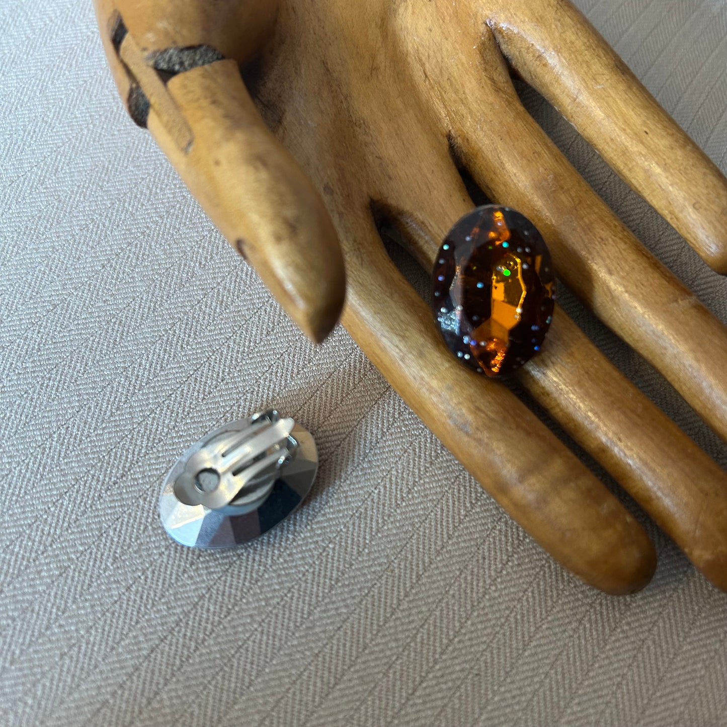 Brown Simulated Gemstone Clip On
