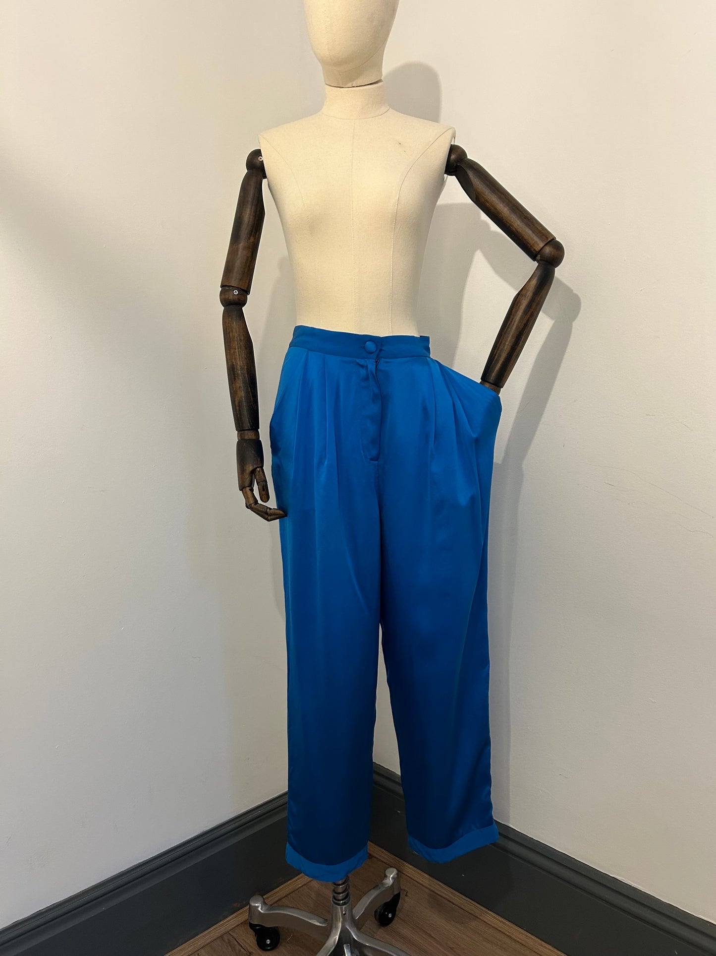 Electric Blue Silk Trousers by Christina Stambolian