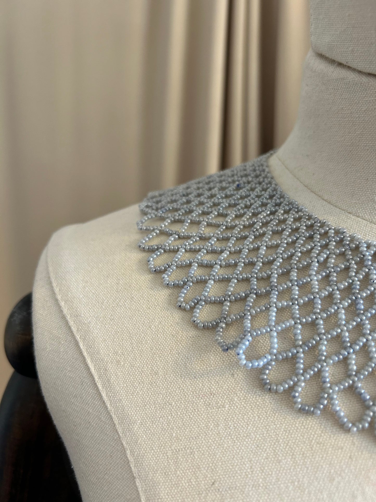 Pigeon Grey Beaded Collar