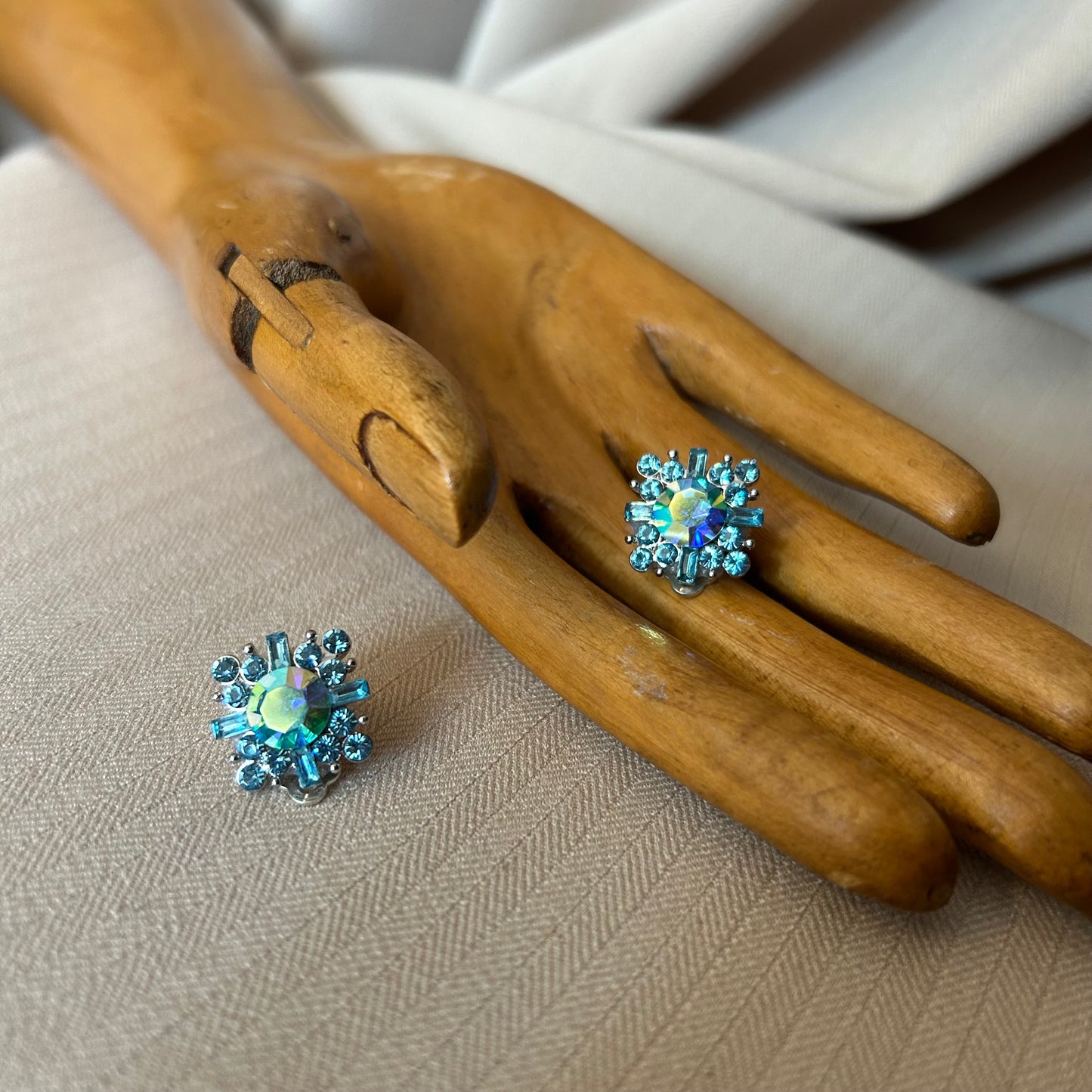 Blue Rhinestone Clip Ons