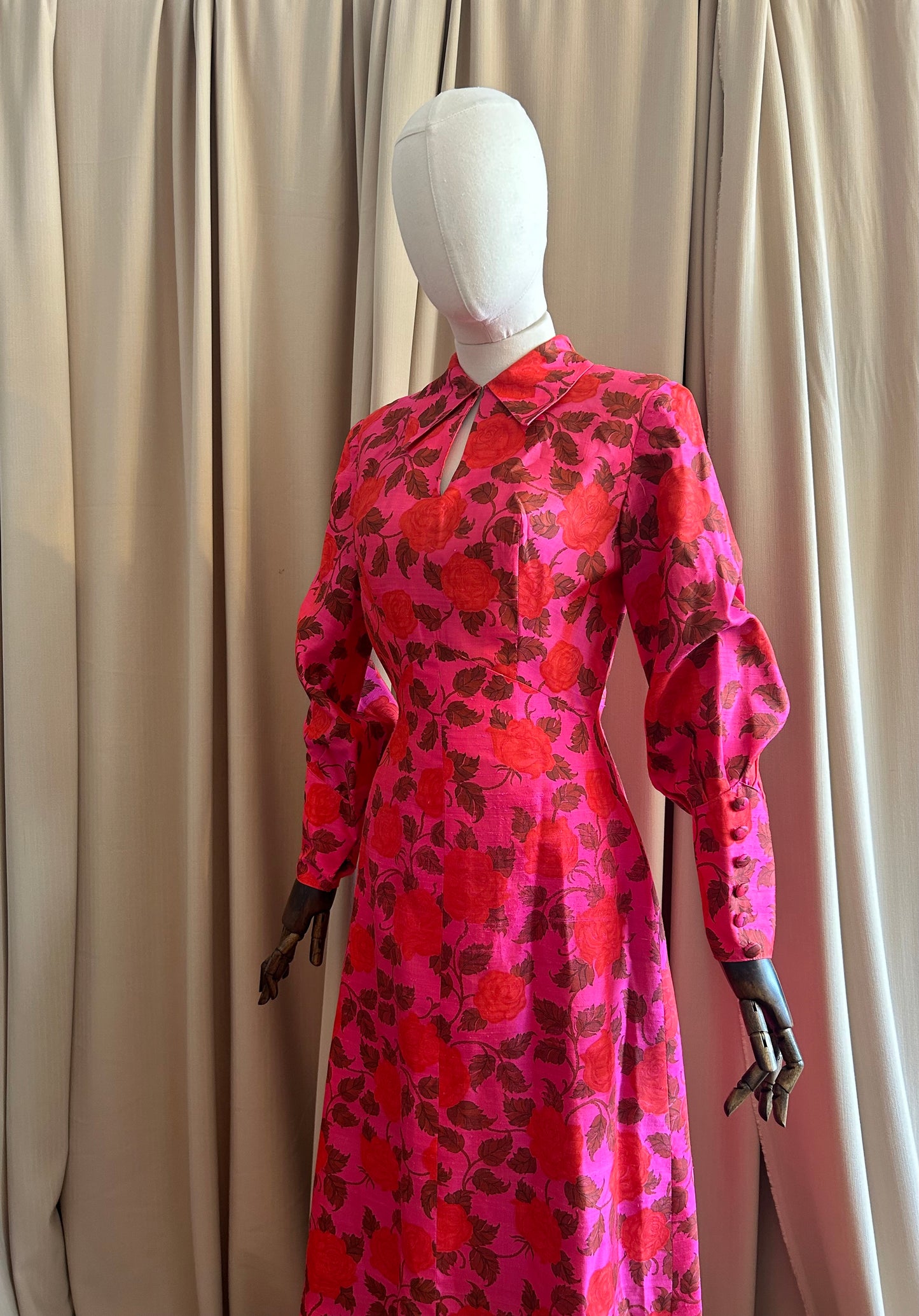 Raw Silk Printed Dress