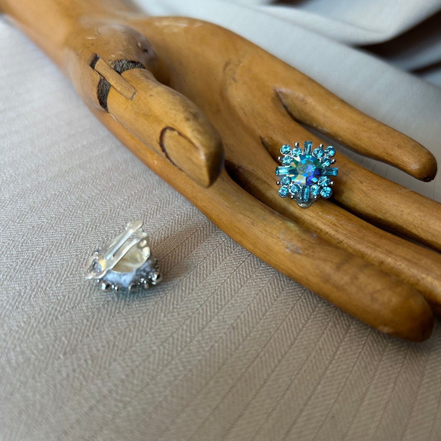 Blue Rhinestone Clip Ons
