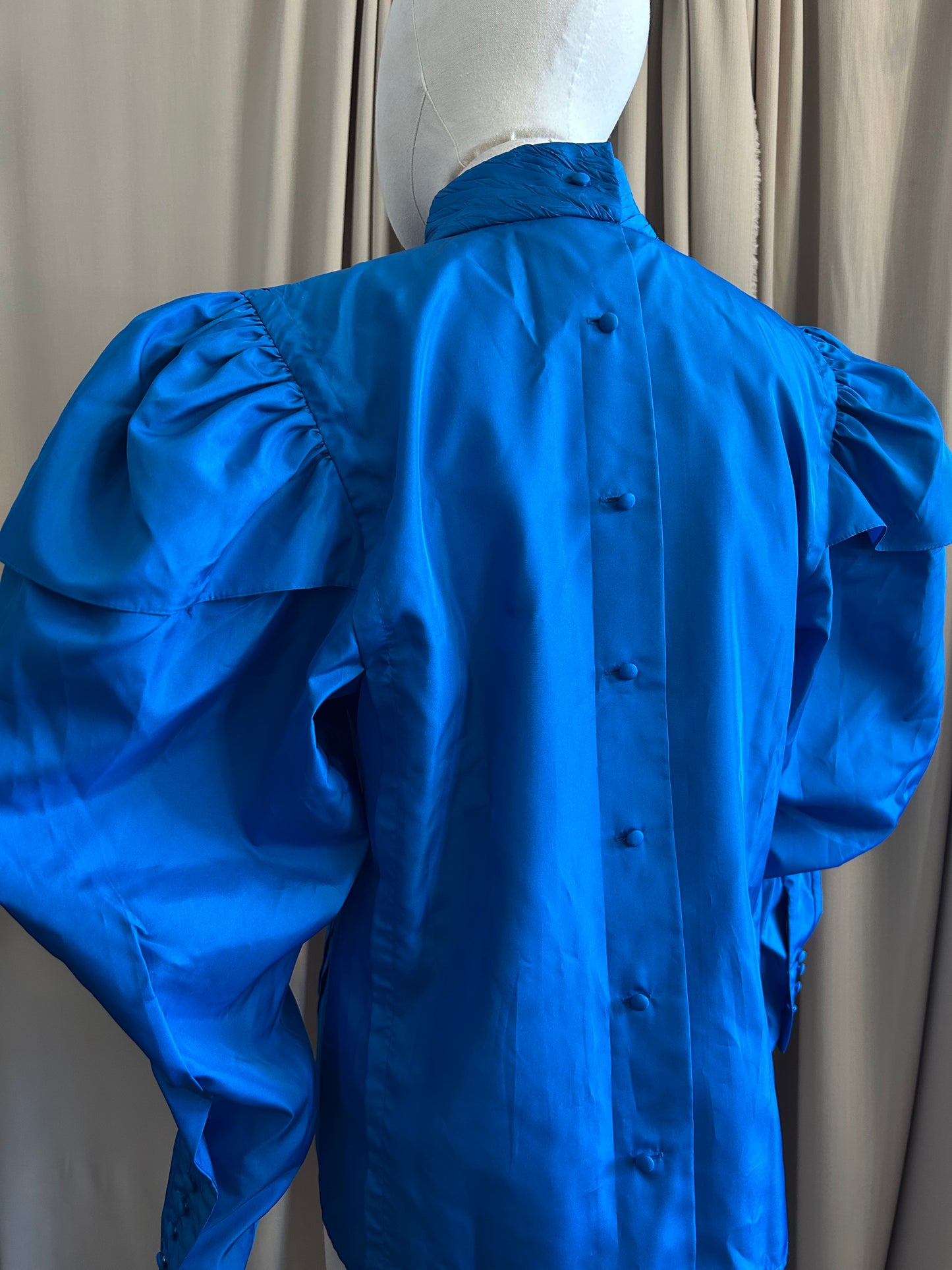Electric Blue Balloon Sleeve Blouse