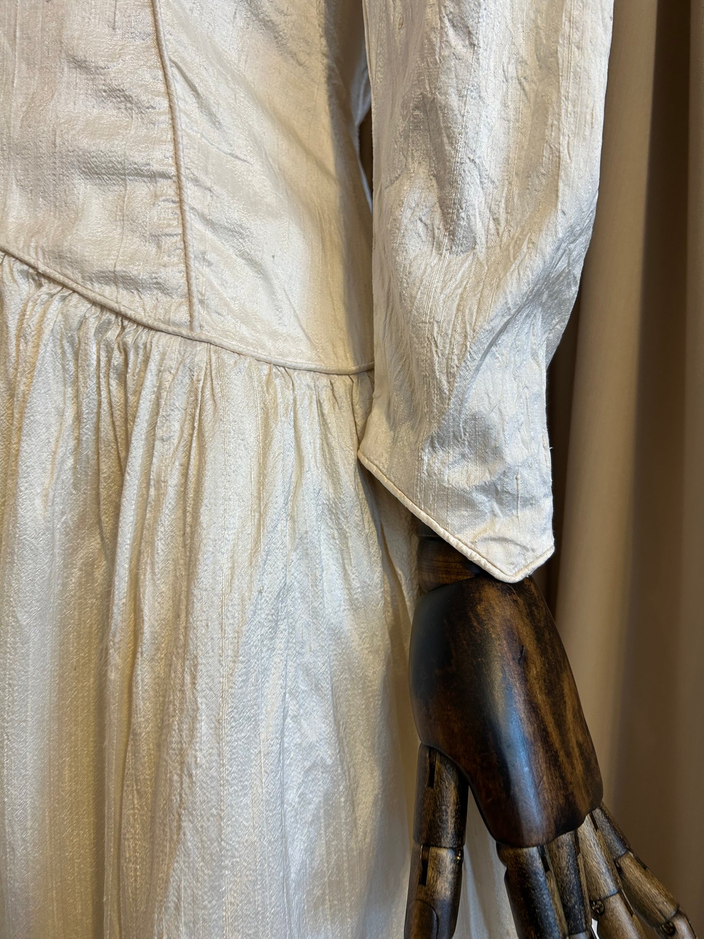 Raw Silk and Floral Appliqué dress