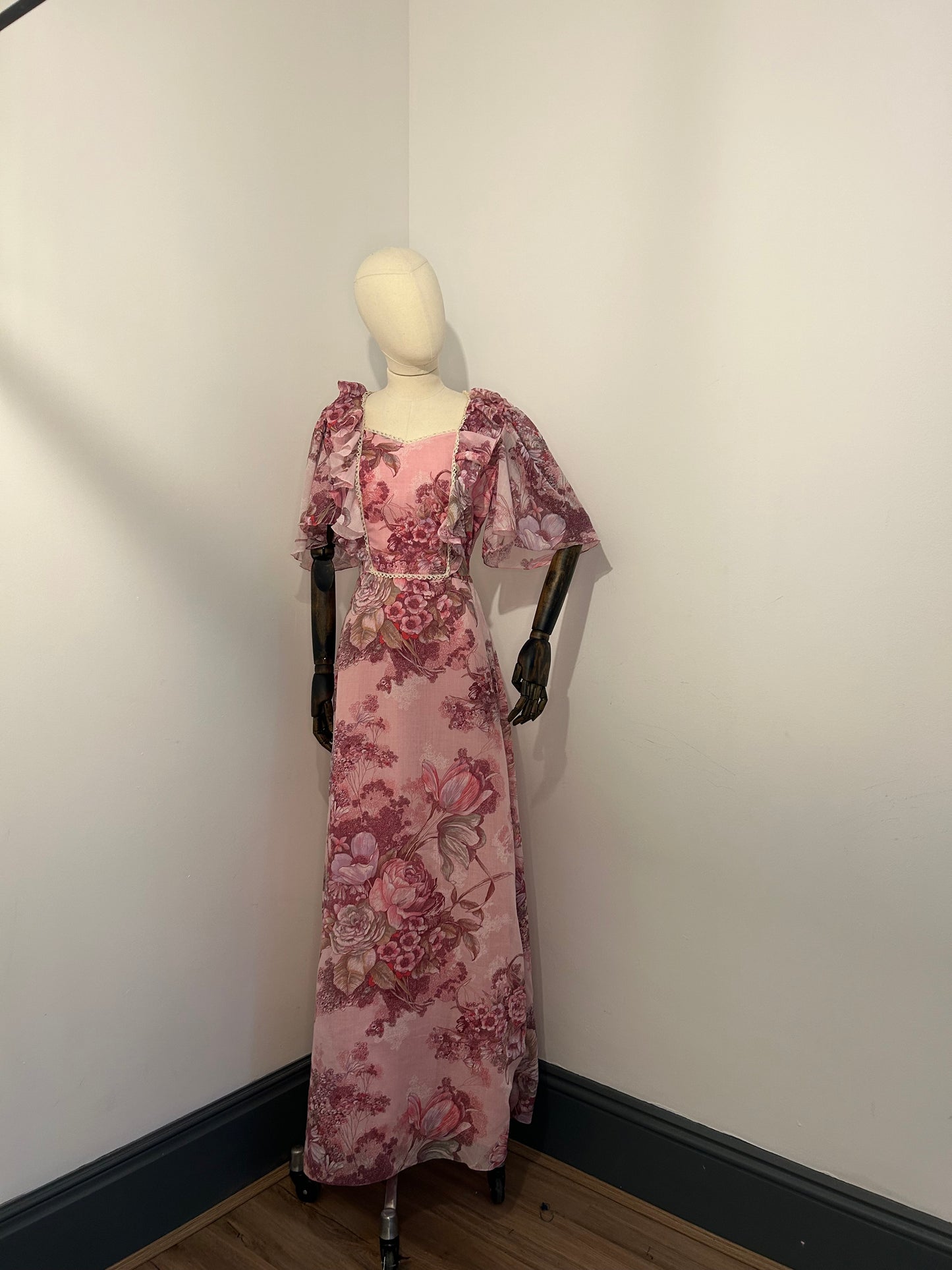 Pink floral angel sleeve dress