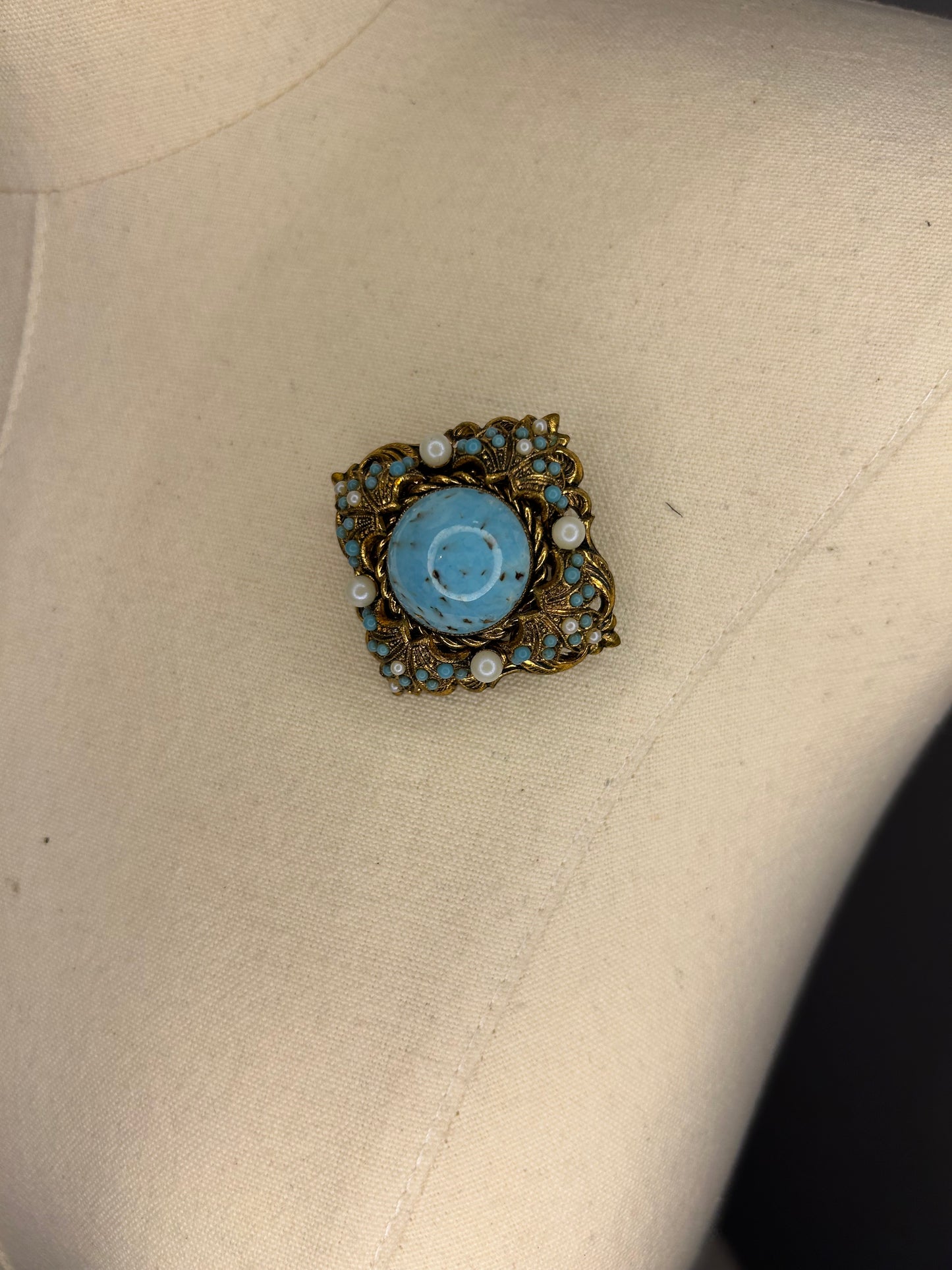 Faux Turquoise Square brooch
