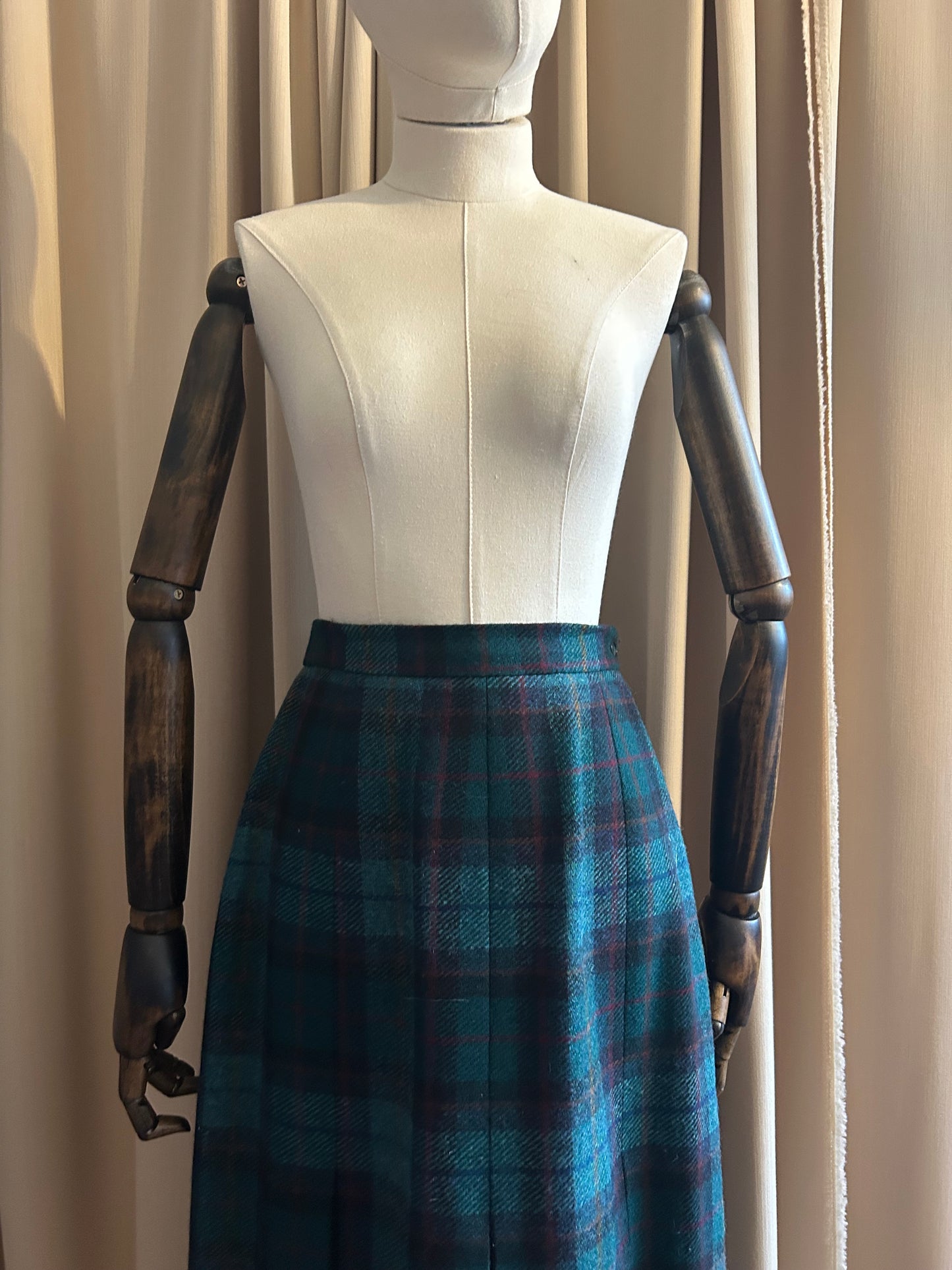 Tartan Wool Box Pleat Skirt