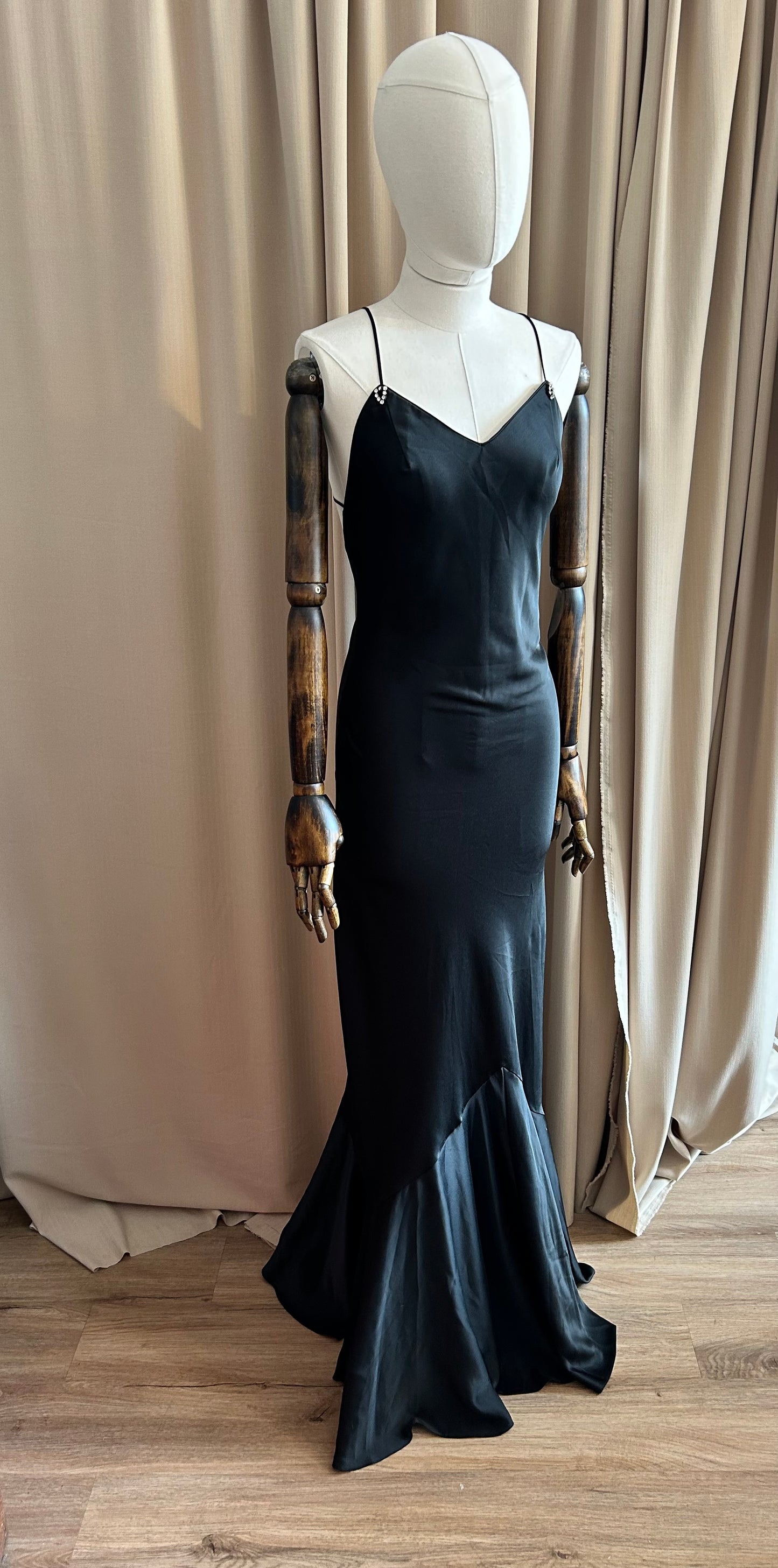 Bias Cut Black Gown
