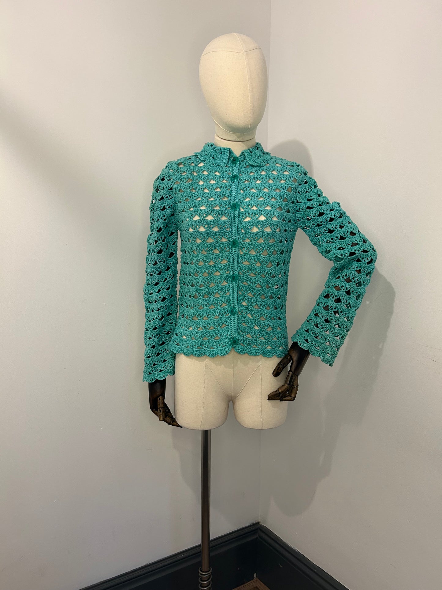 Teal crochet cardigan