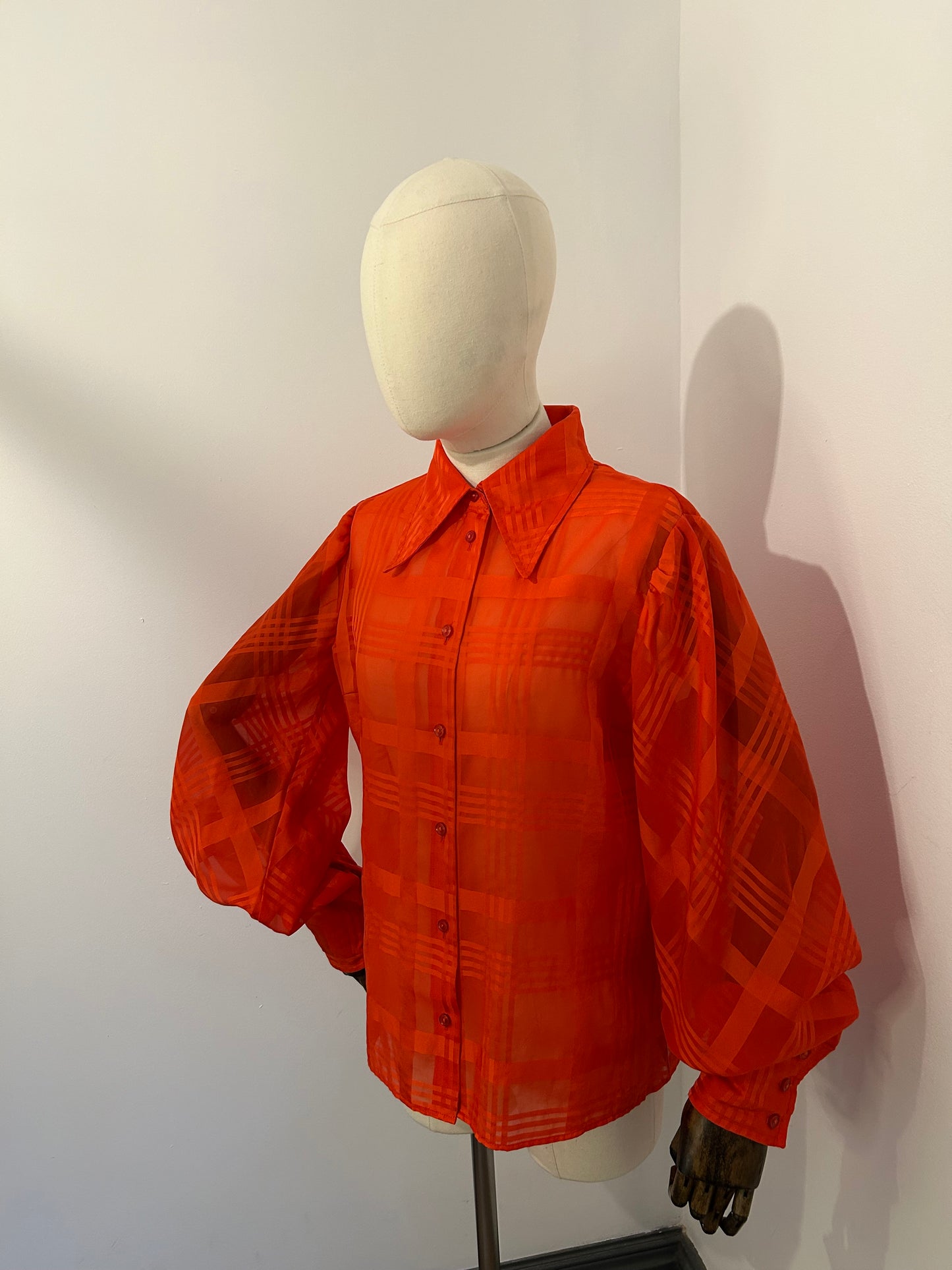 Balloon Sleeve Tomato Blouse