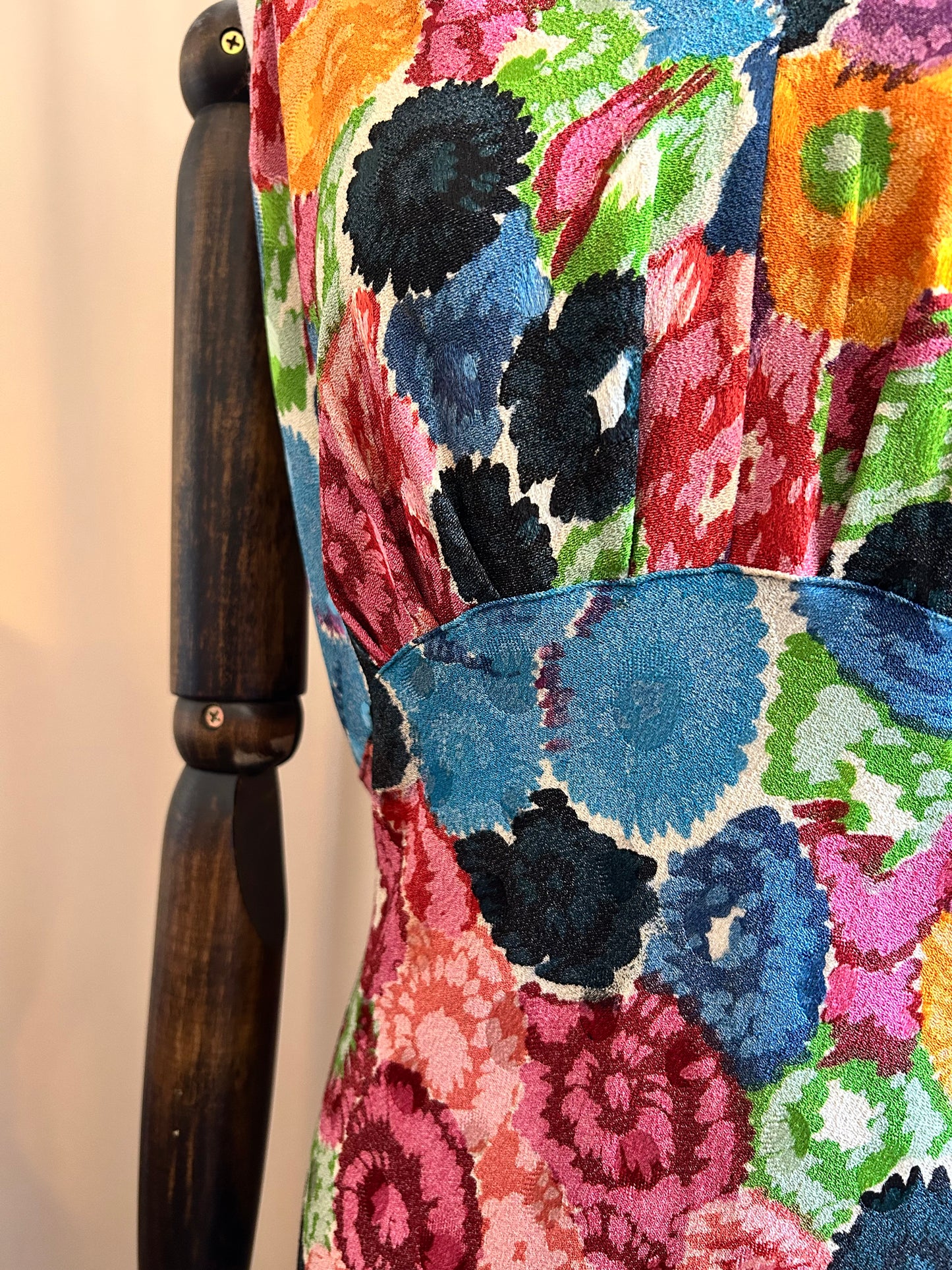 30s Bias Cut Printed Jacquard Dress