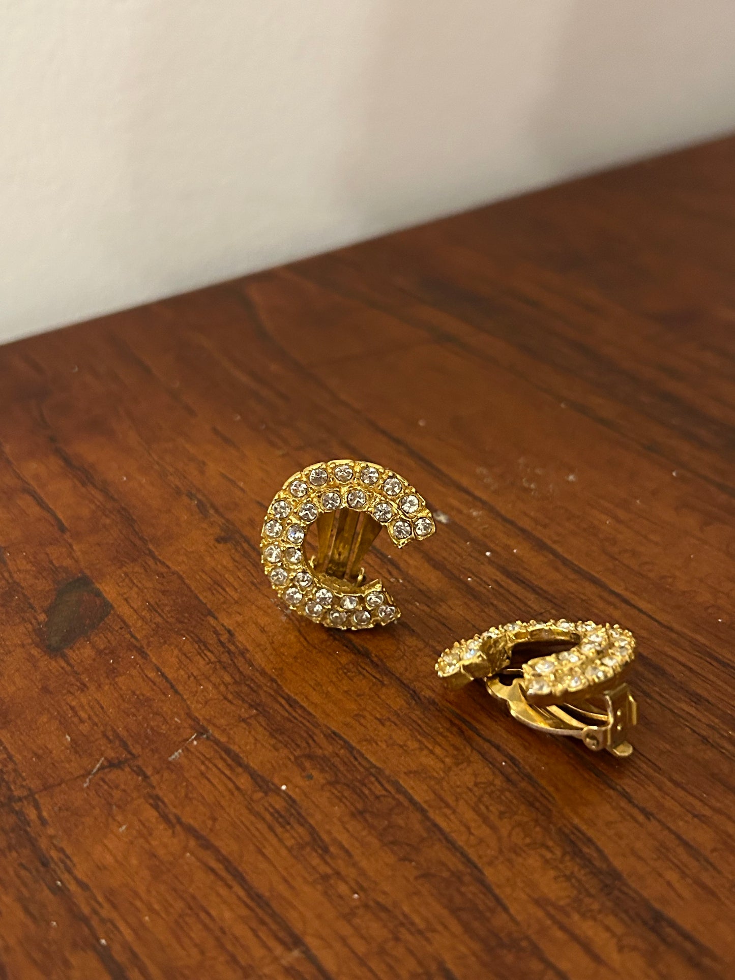 Diamanté ‘C’ Clip On Earrings