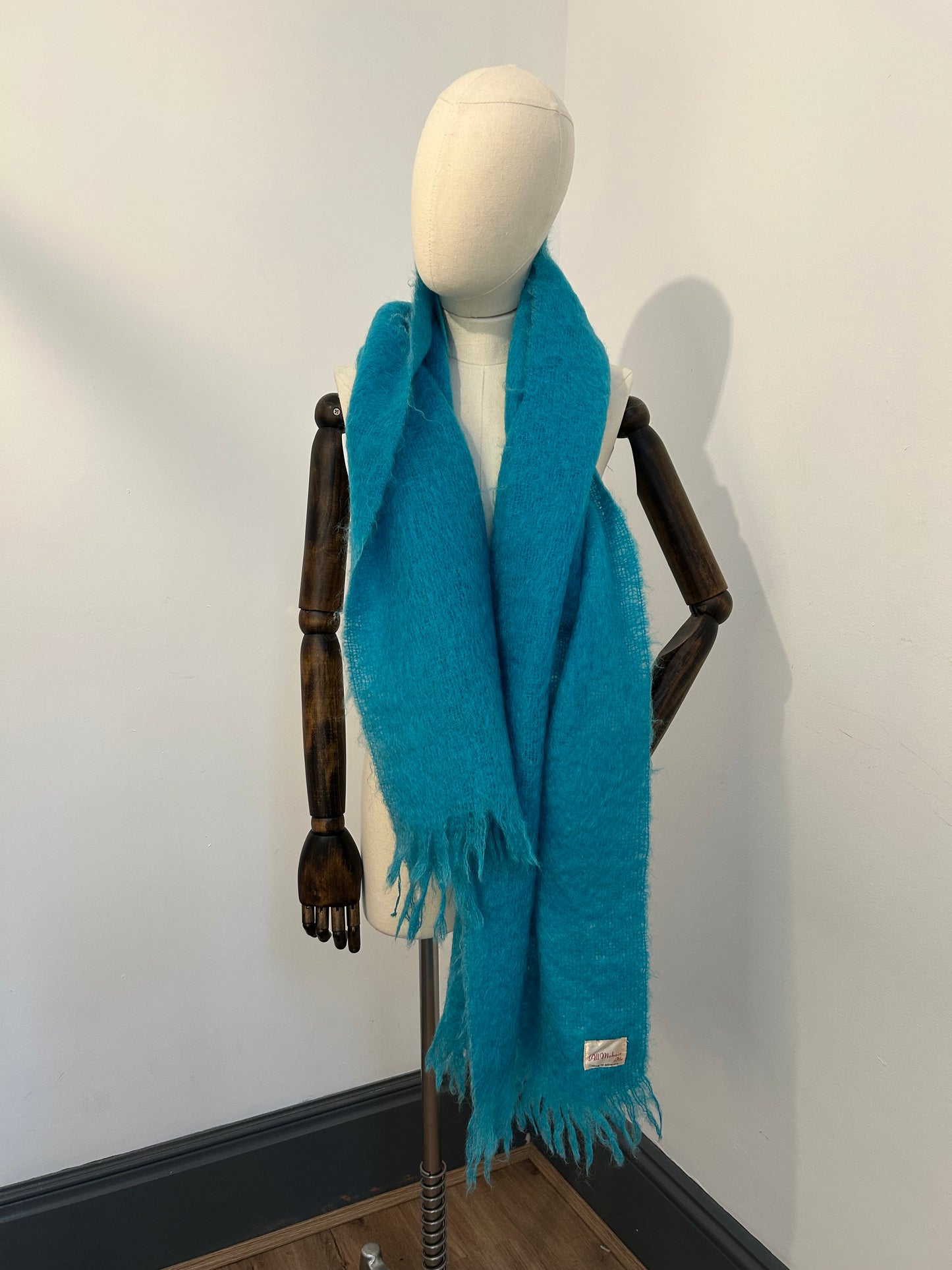 Bright Aqua Mohair Scarf