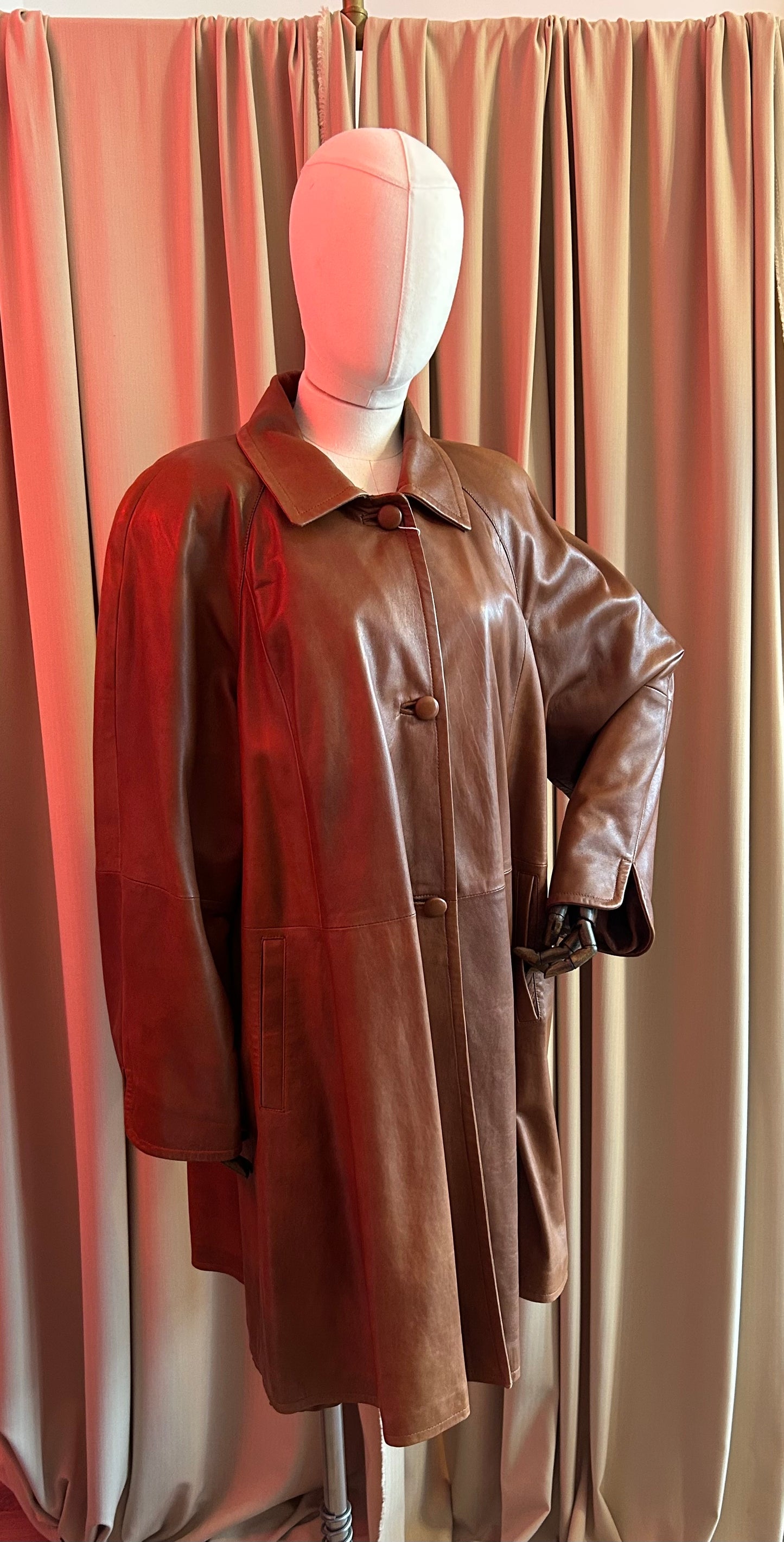 Italian Leather Swing Coat