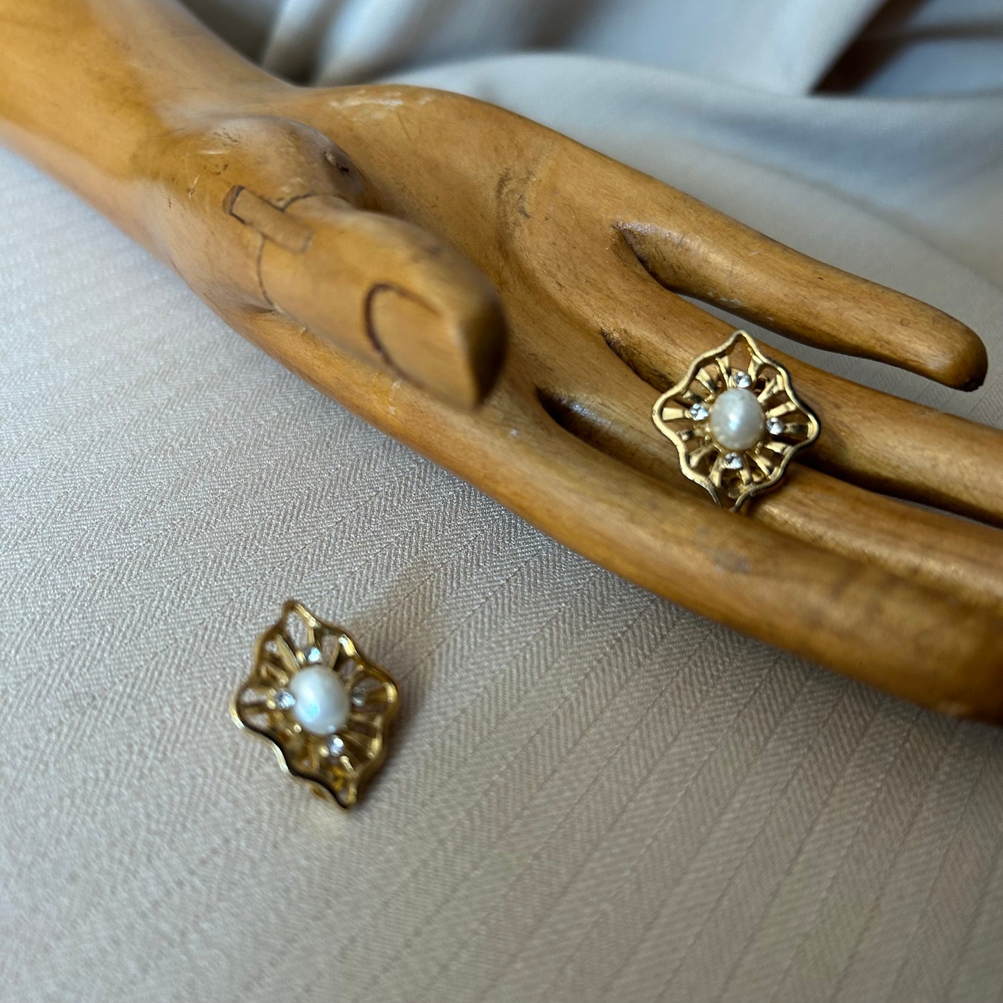 Gold and Faux Pearl Clip Ons