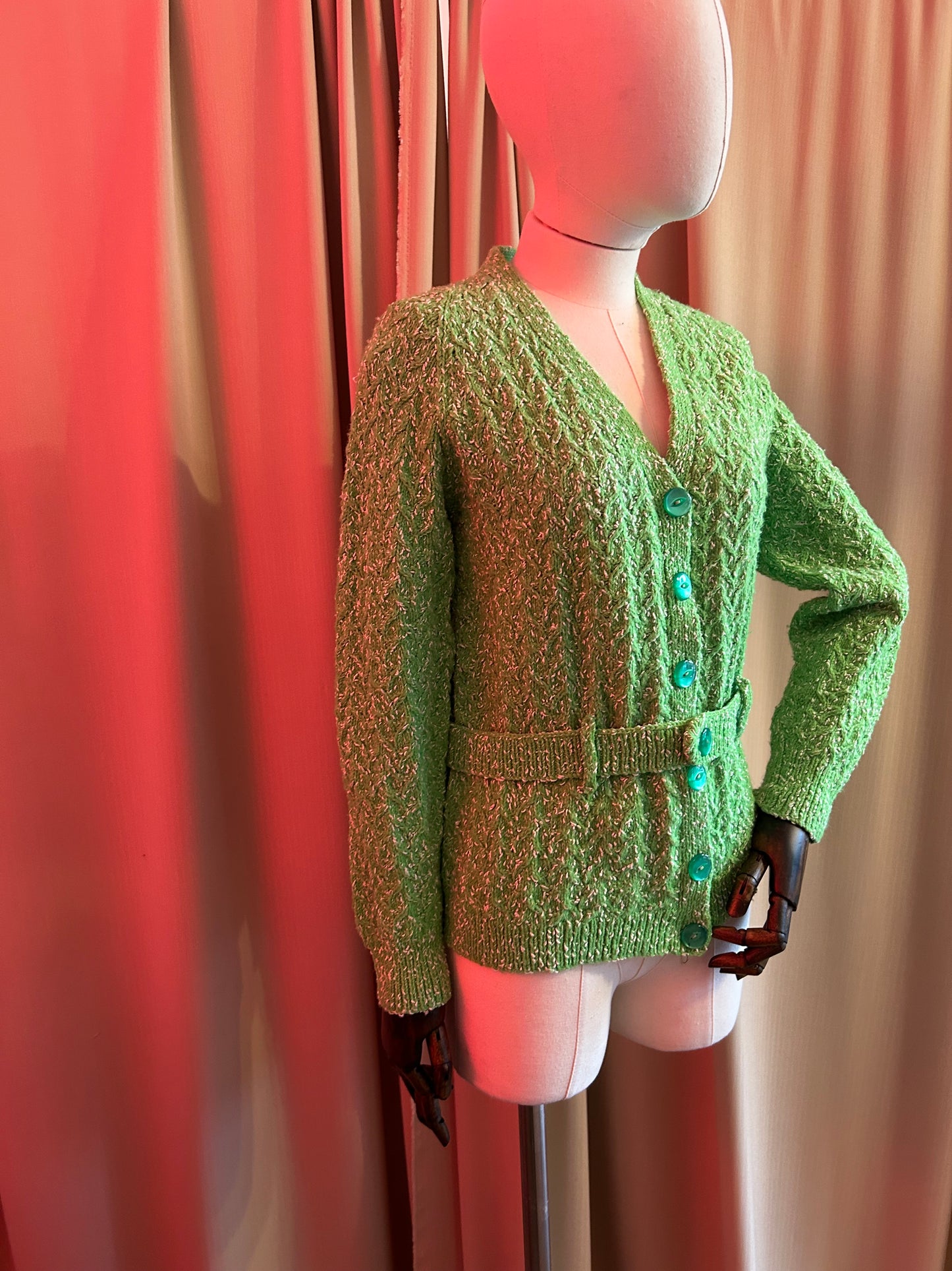 Bright Green Hand Knitted Cardigan