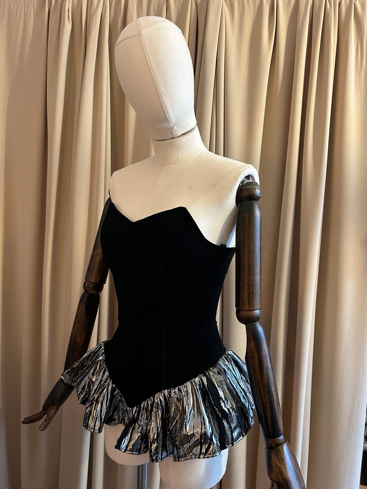 Velvet Corset Top With Ruffle