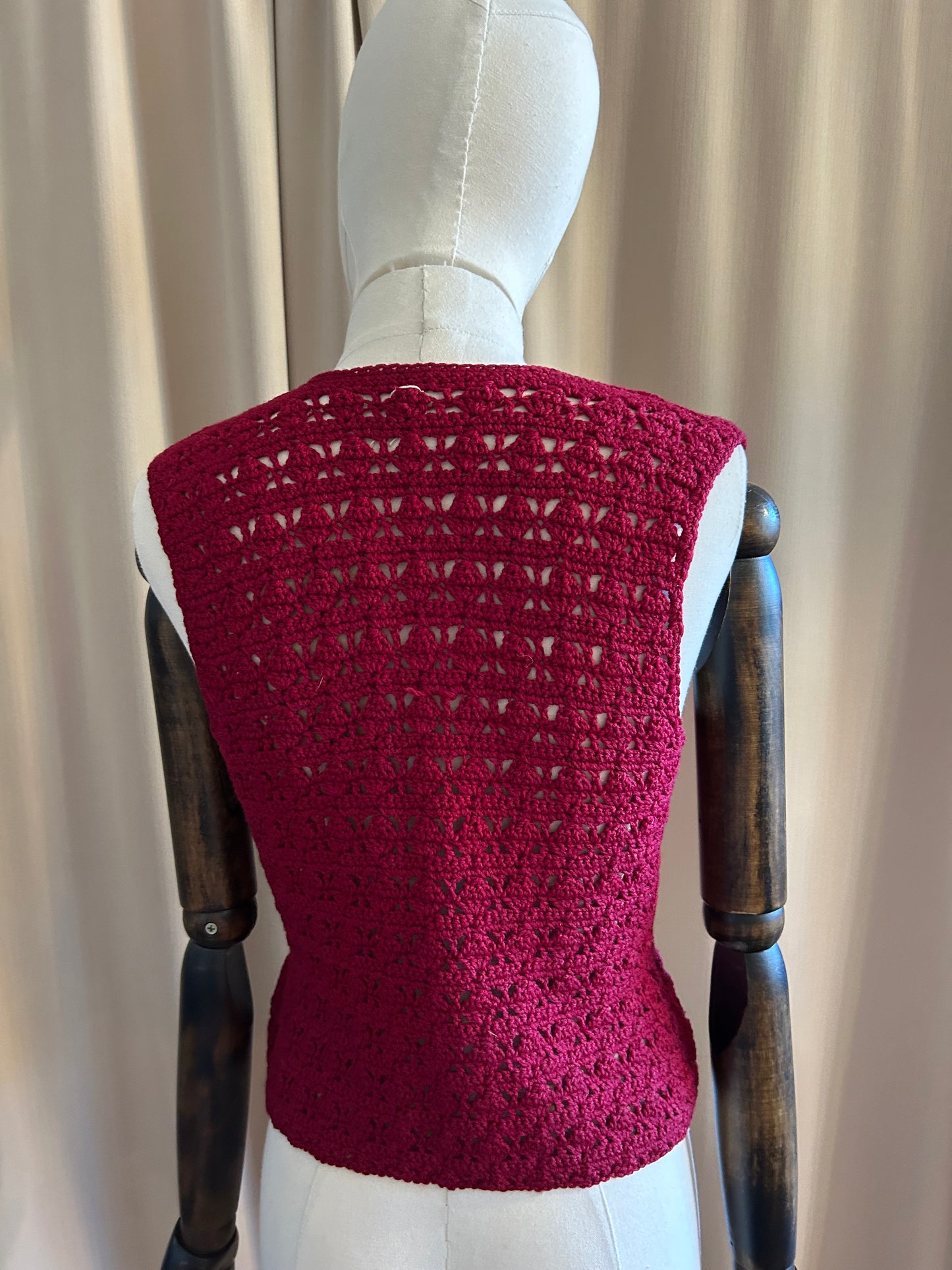 Burgundy Handknit Waistcoat Vest