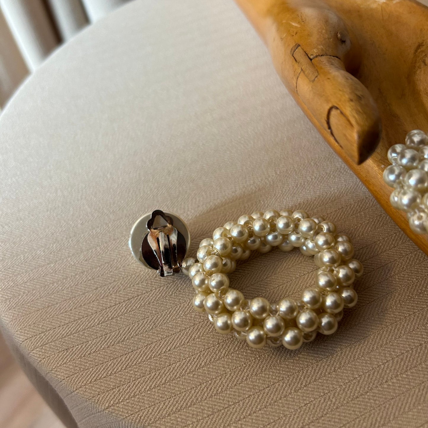 Large Circle Faux Pearl Clip Ons