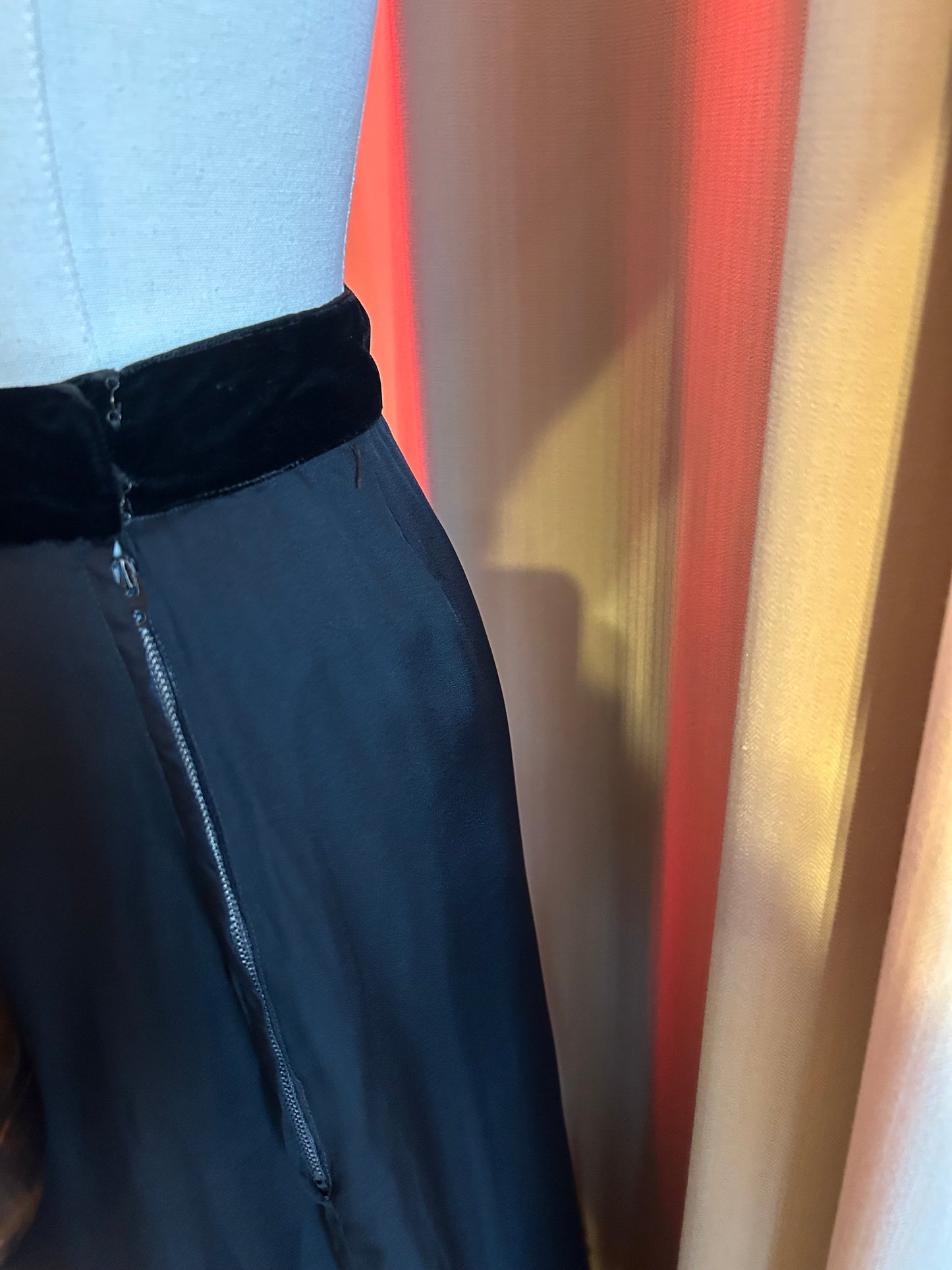 Black Skirt With Velvet Stripes