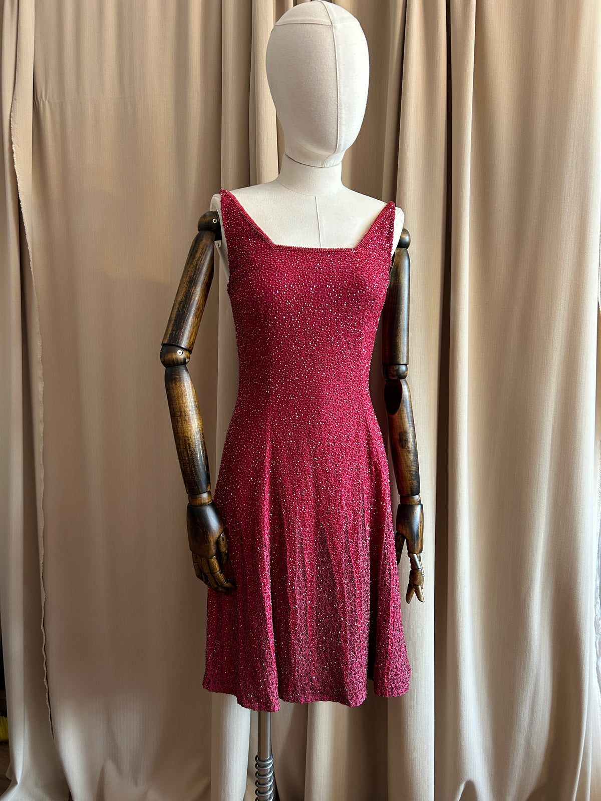 Burgundy Beaded Mini